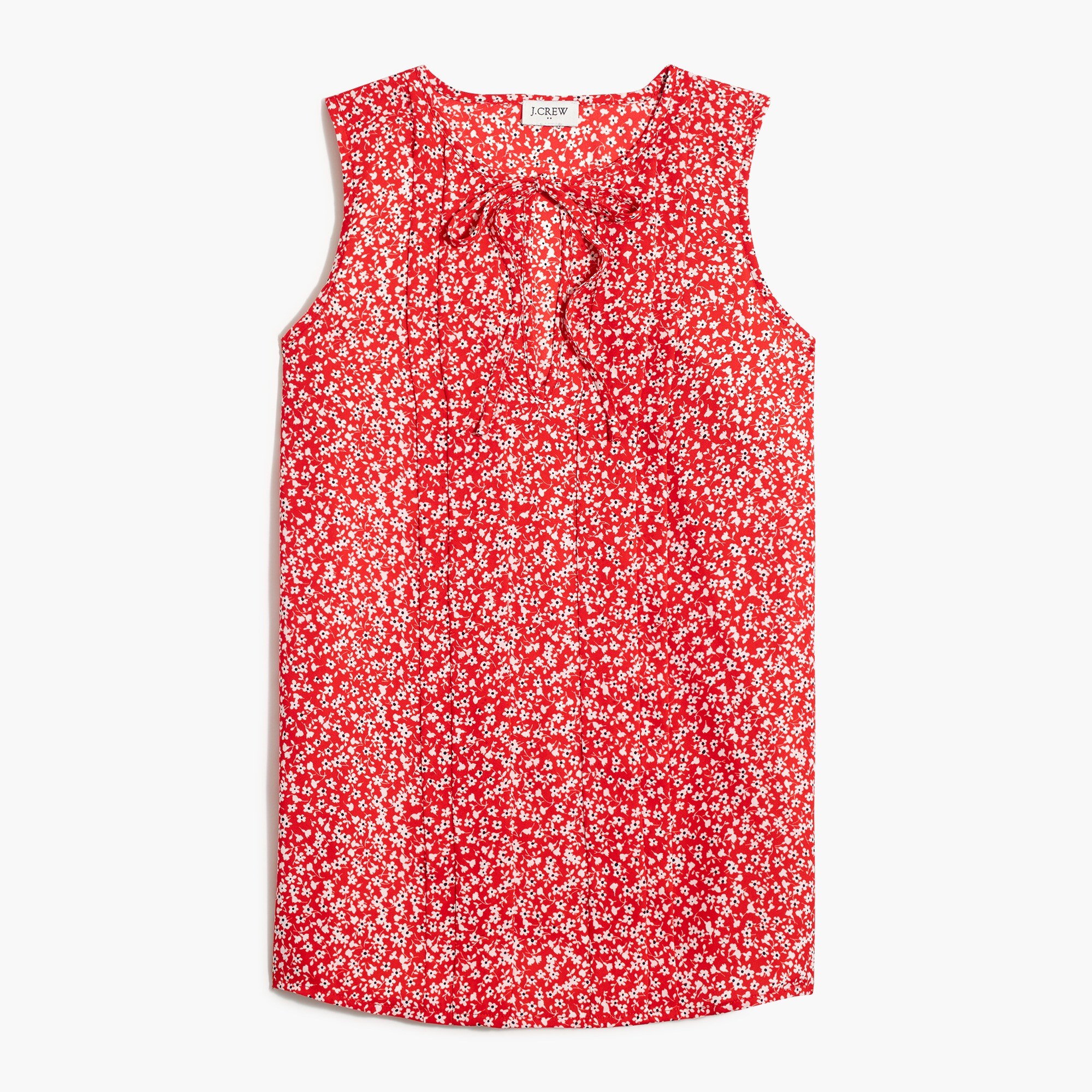 Sleeveless pleated tie-neck top