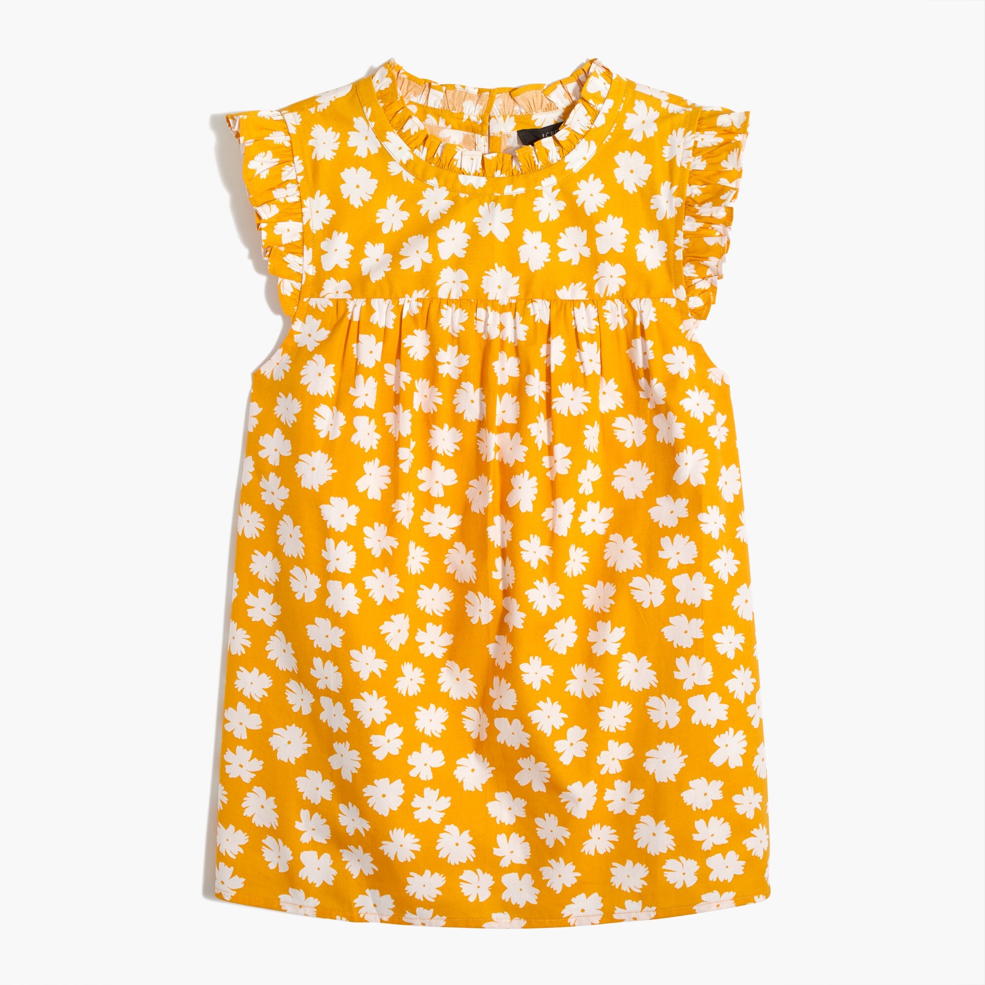 ruffleneck shirred top in cotton poplin for women