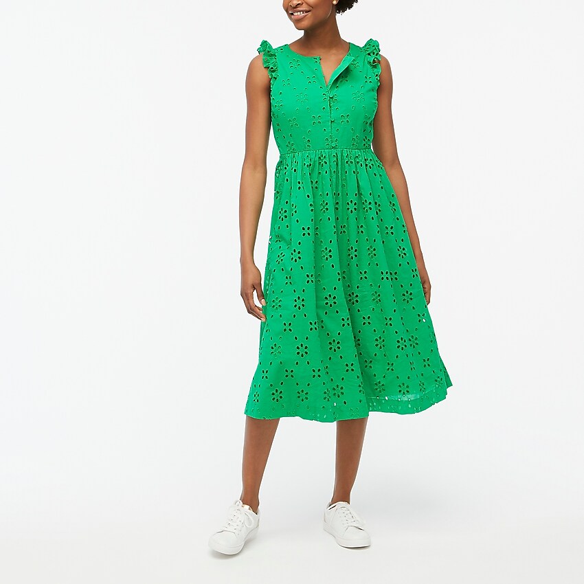 j.crew factory: eyelet shirtdress for women, right side, view zoomed