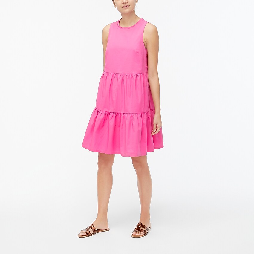 j.crew factory: sleeveless tiered mini dress in cotton poplin for women, right side, view zoomed