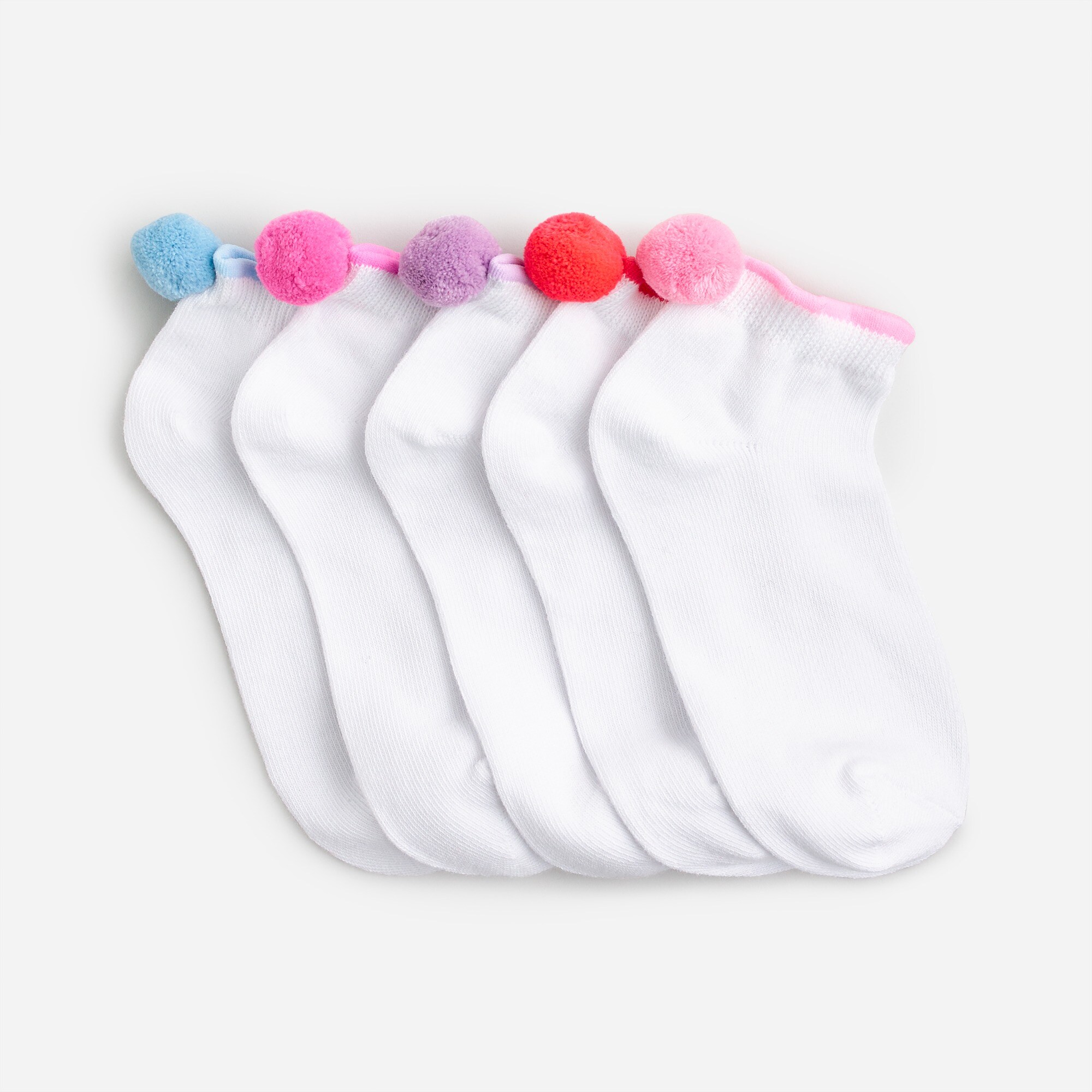 girls Girls' pom-pom ankle socks five-pack