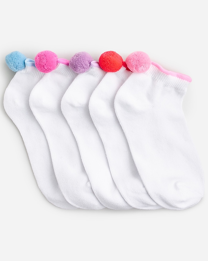 J.Crew: Girls' Pom-pom Ankle Socks Five-pack For Girls