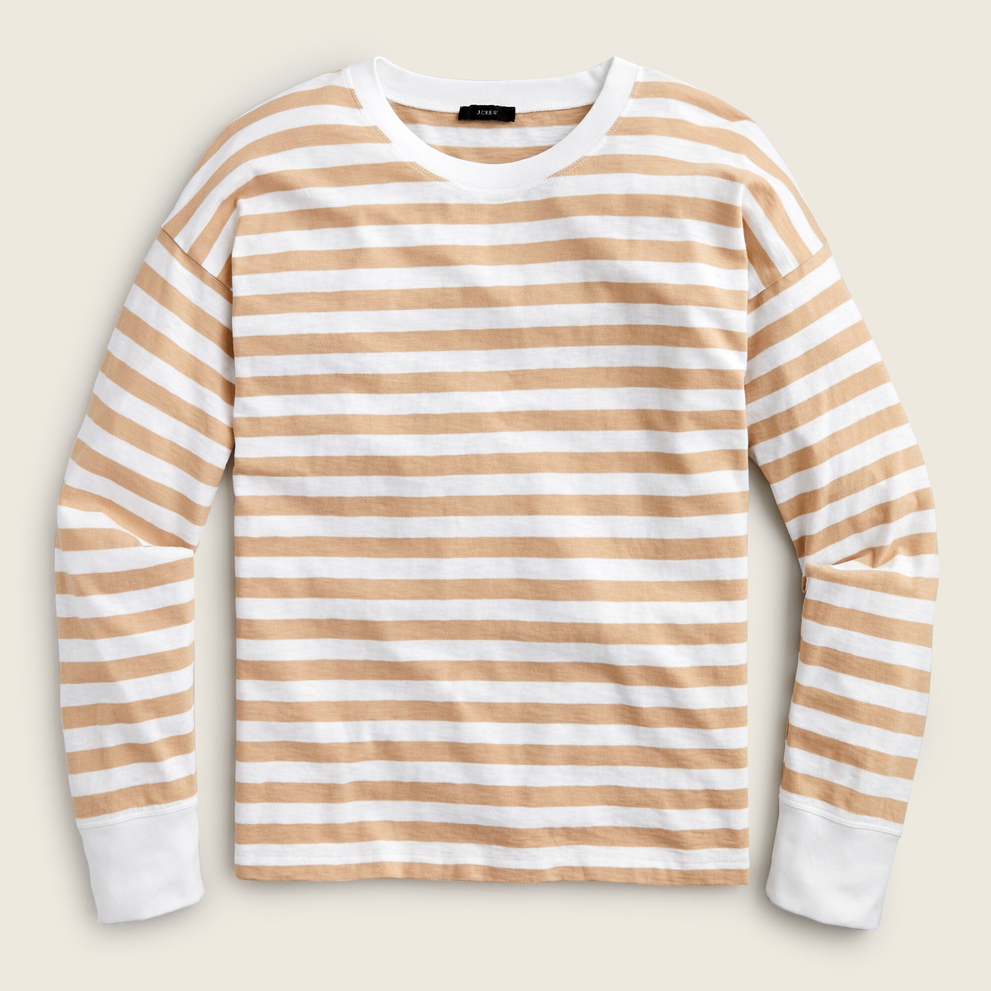 Long-sleeve slub cotton T-shirt in stripe