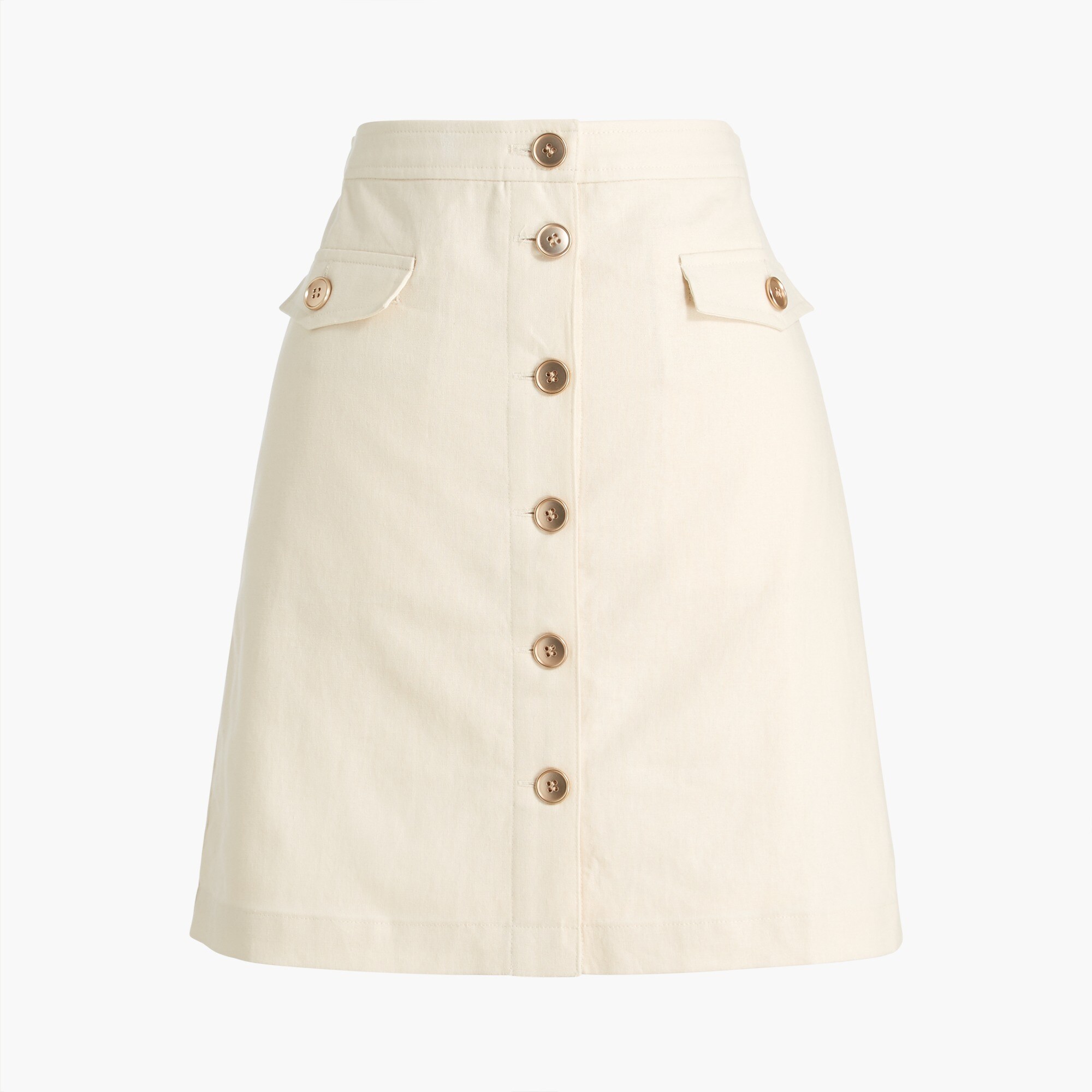 linen-blend button-through a-line skirt for women