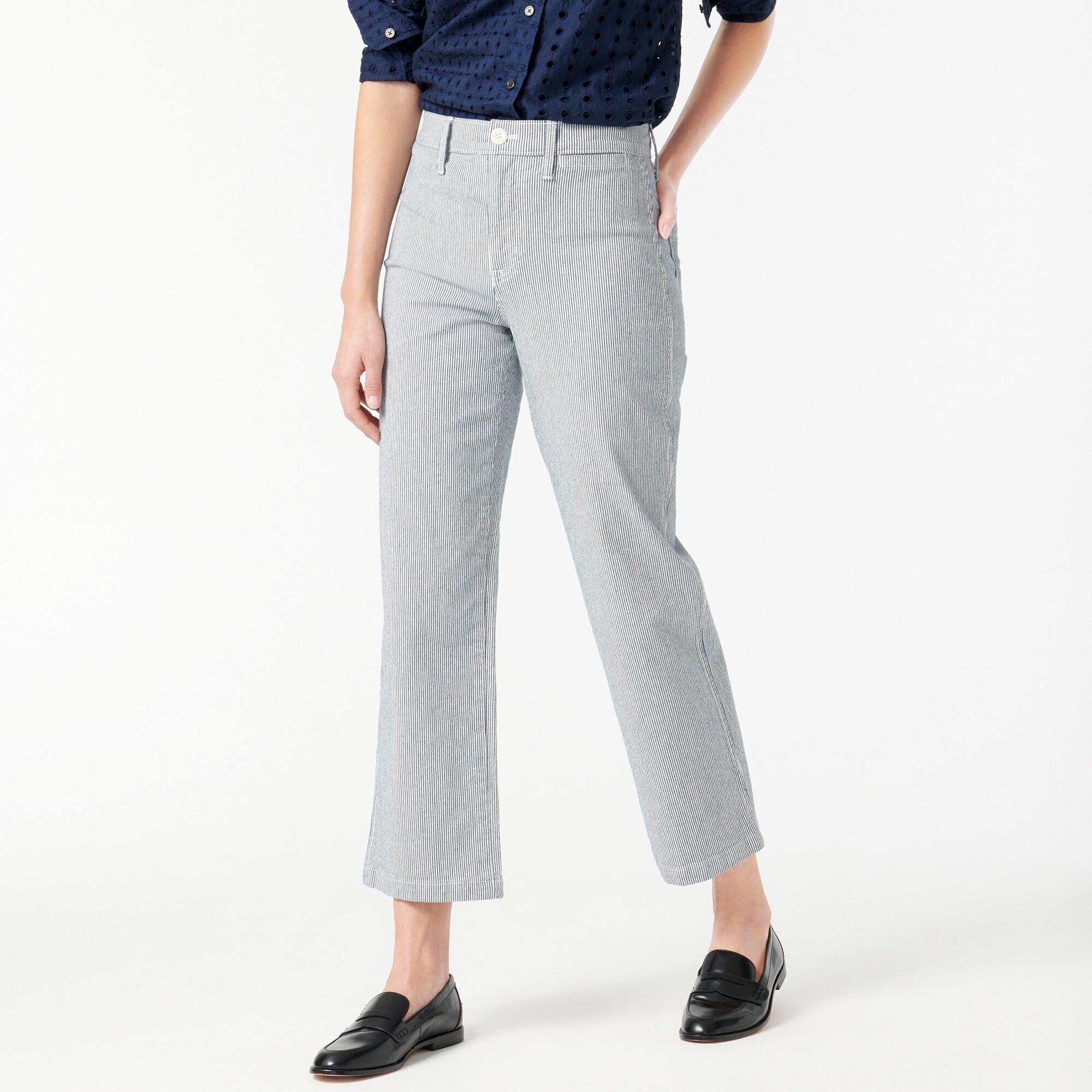 J.Crew Slim Wideleg Jean In Navy Stripe For Women