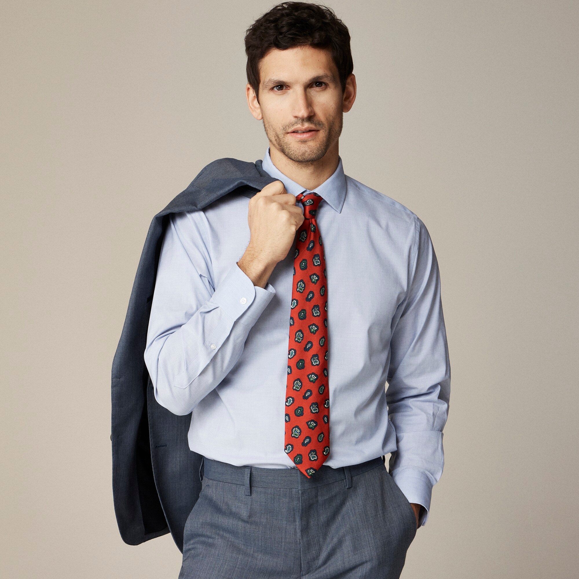  Slim-fit Bowery wrinkle-free stretch cotton shirt with spread collar