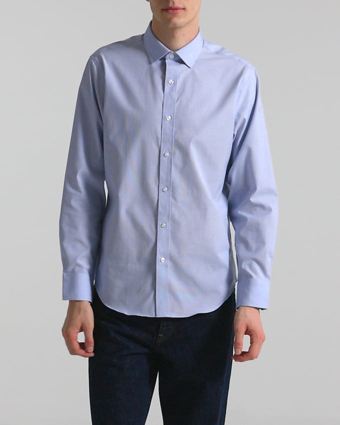 Slim-fit Bowery wrinkle-free stretch cotton shirt with spread collar