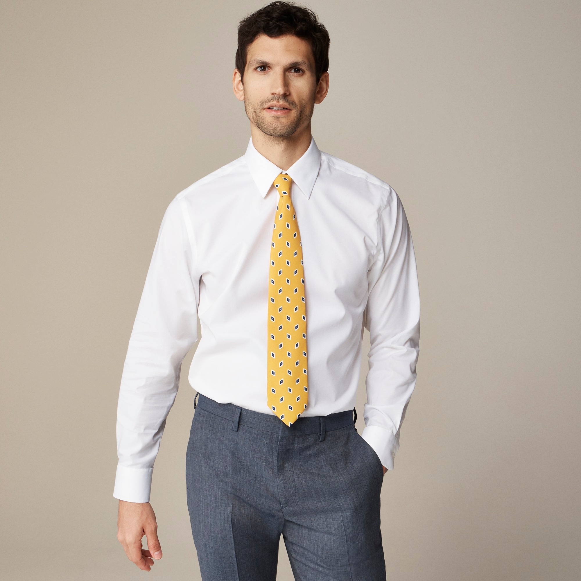  Tall Bowery wrinkle-free stretch cotton shirt with spread collar