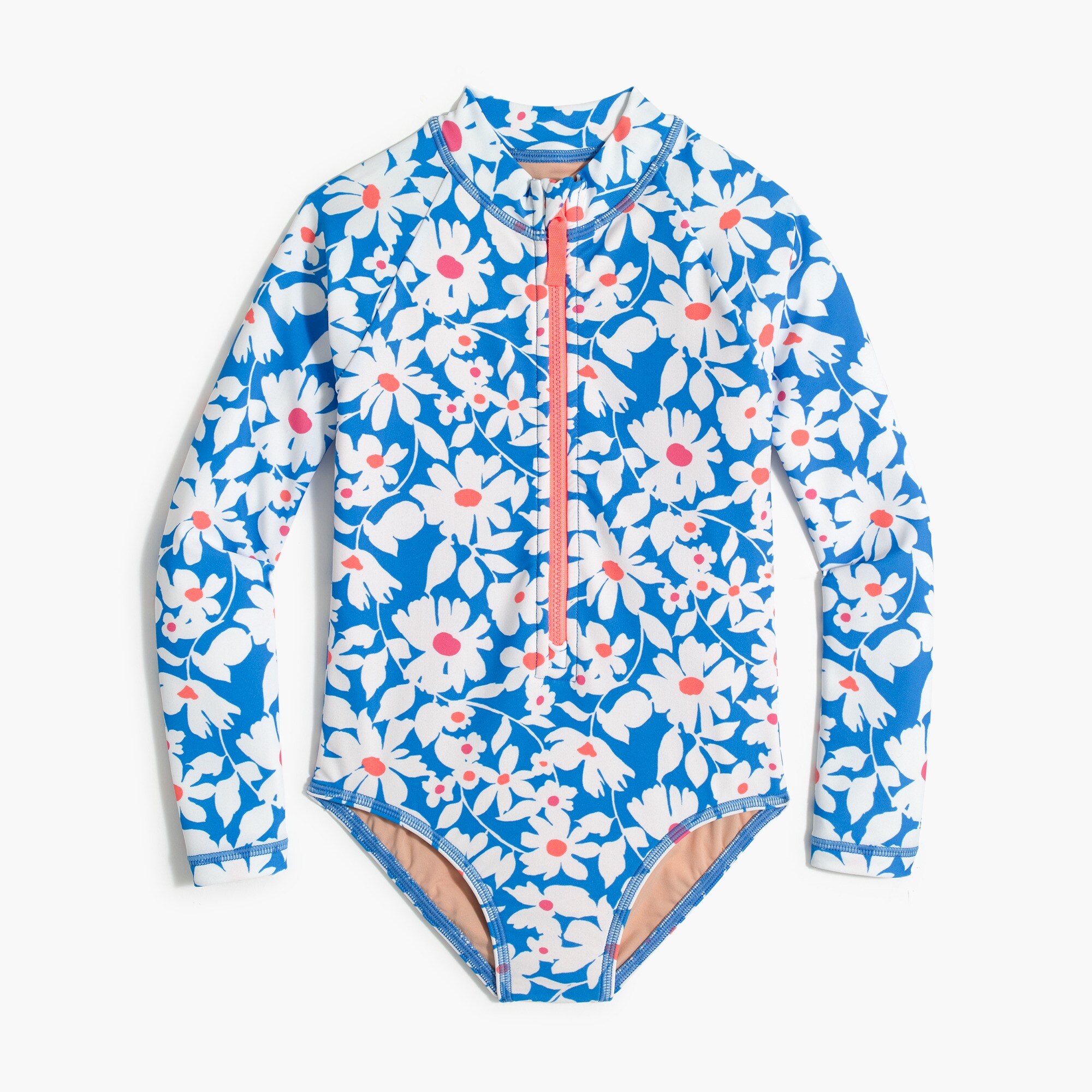 Girls' floral rash guard swimsuit
