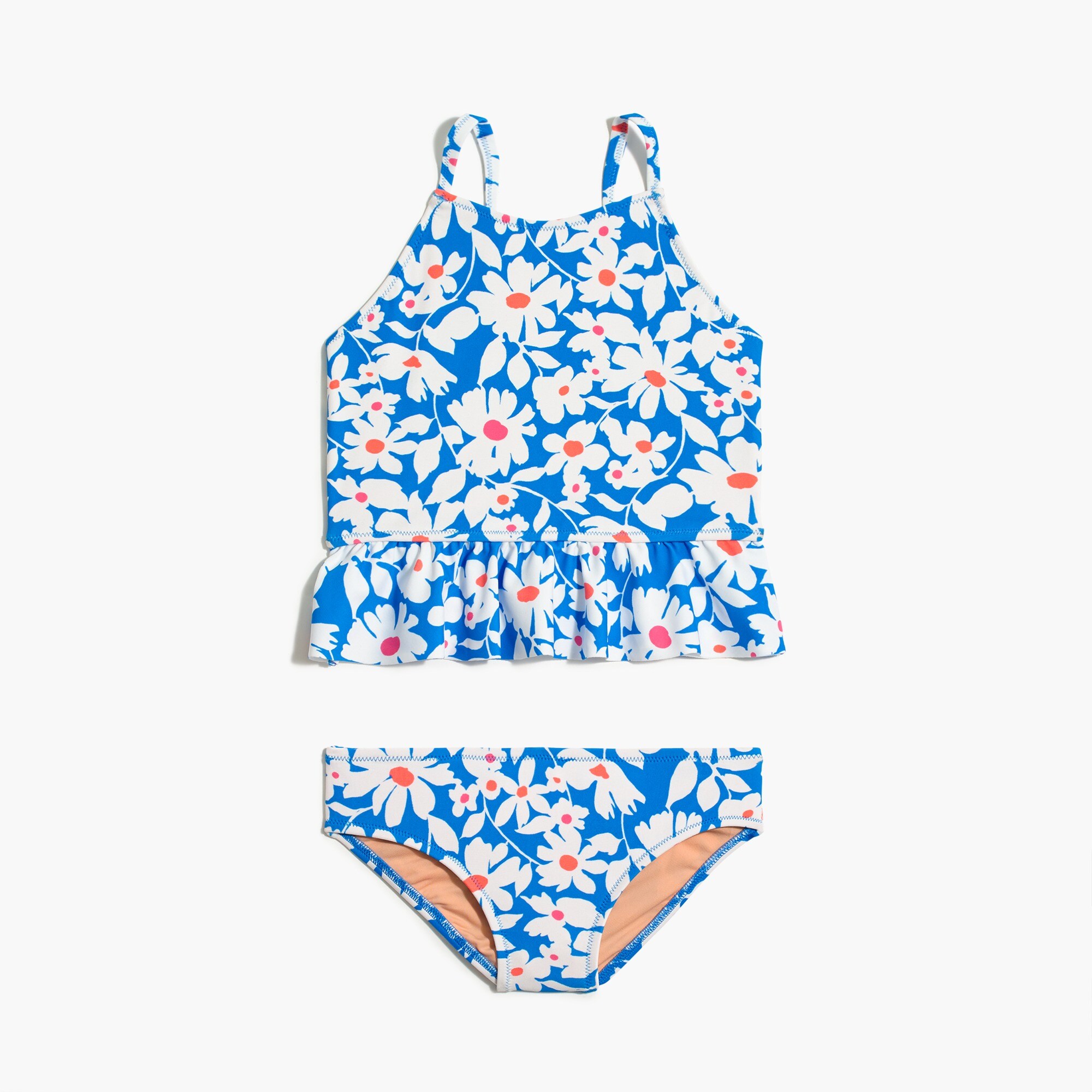 Girls' ruffle floral tankini set