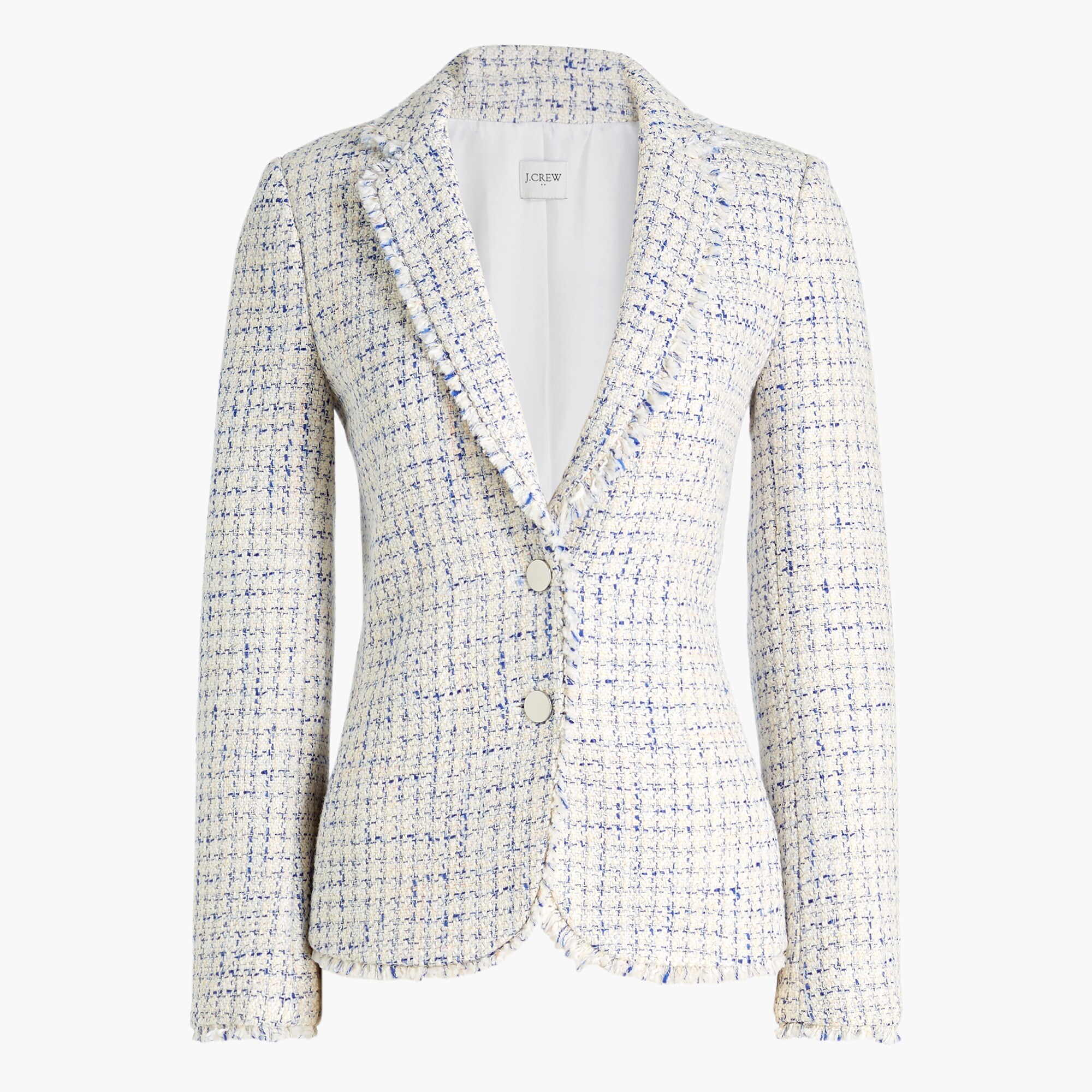 tweed blazer with fringe for women