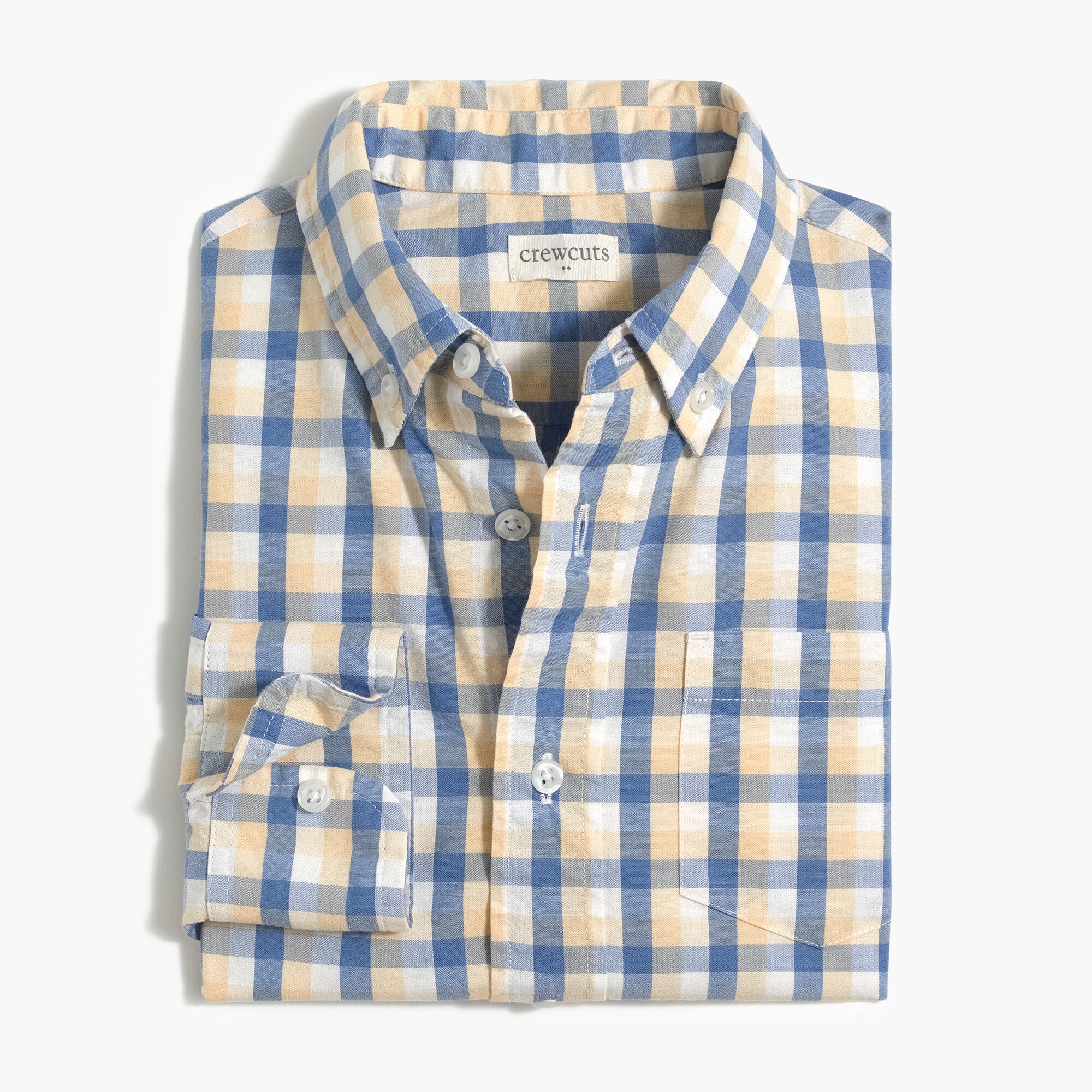 Boys' gingham long-sleeve flex washed shirt
