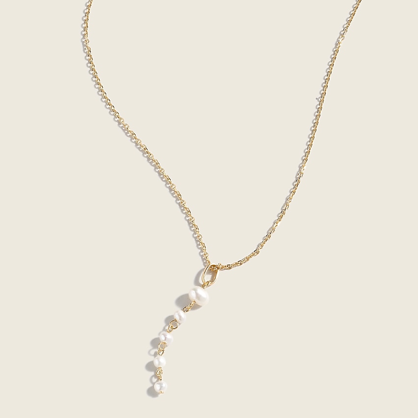 j.crew: demi-fine freshwater pearl lariat necklace for women, right side, view zoomed