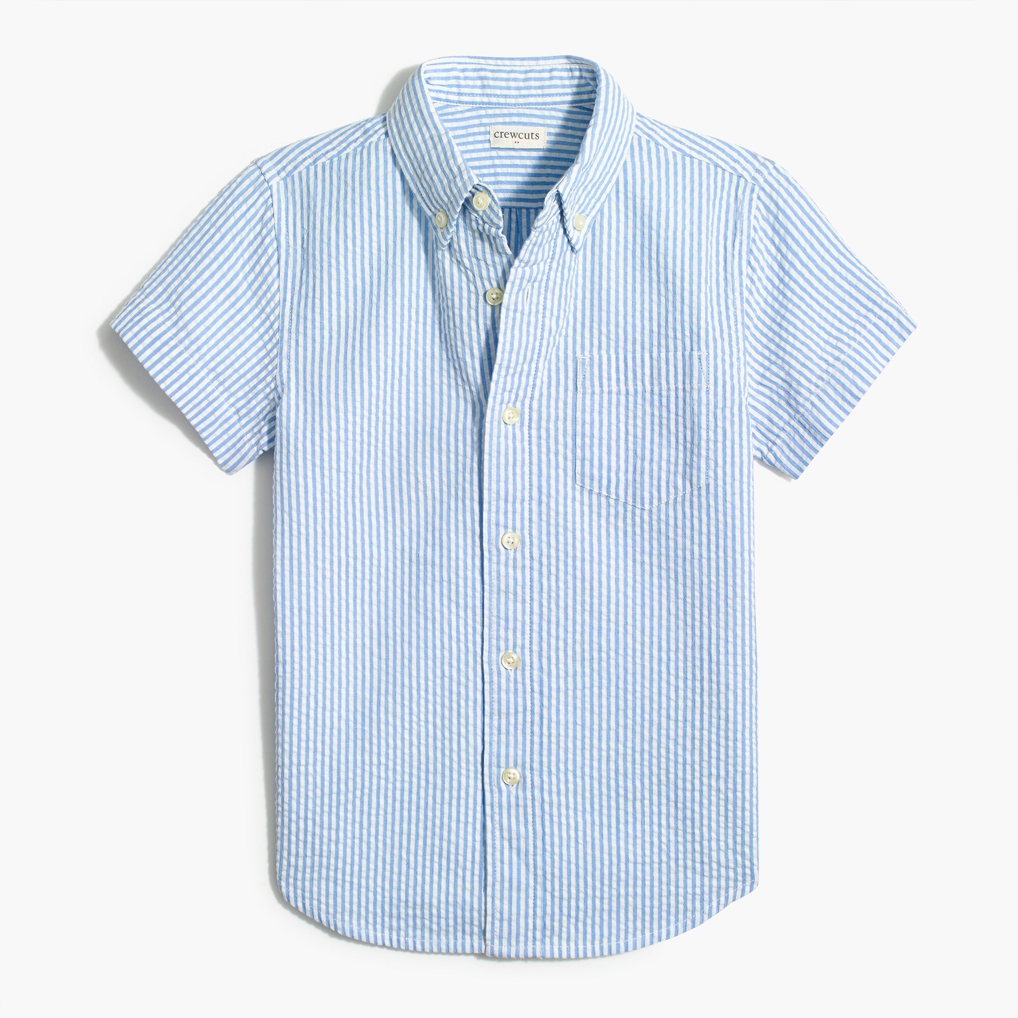 Boys' classic seersucker short-sleeve button-down shirt