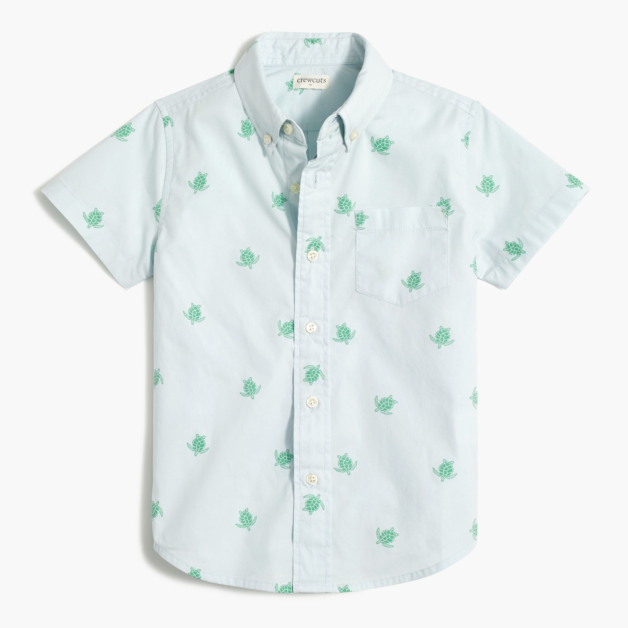 Boy's turtle short-sleeve button-down shirt