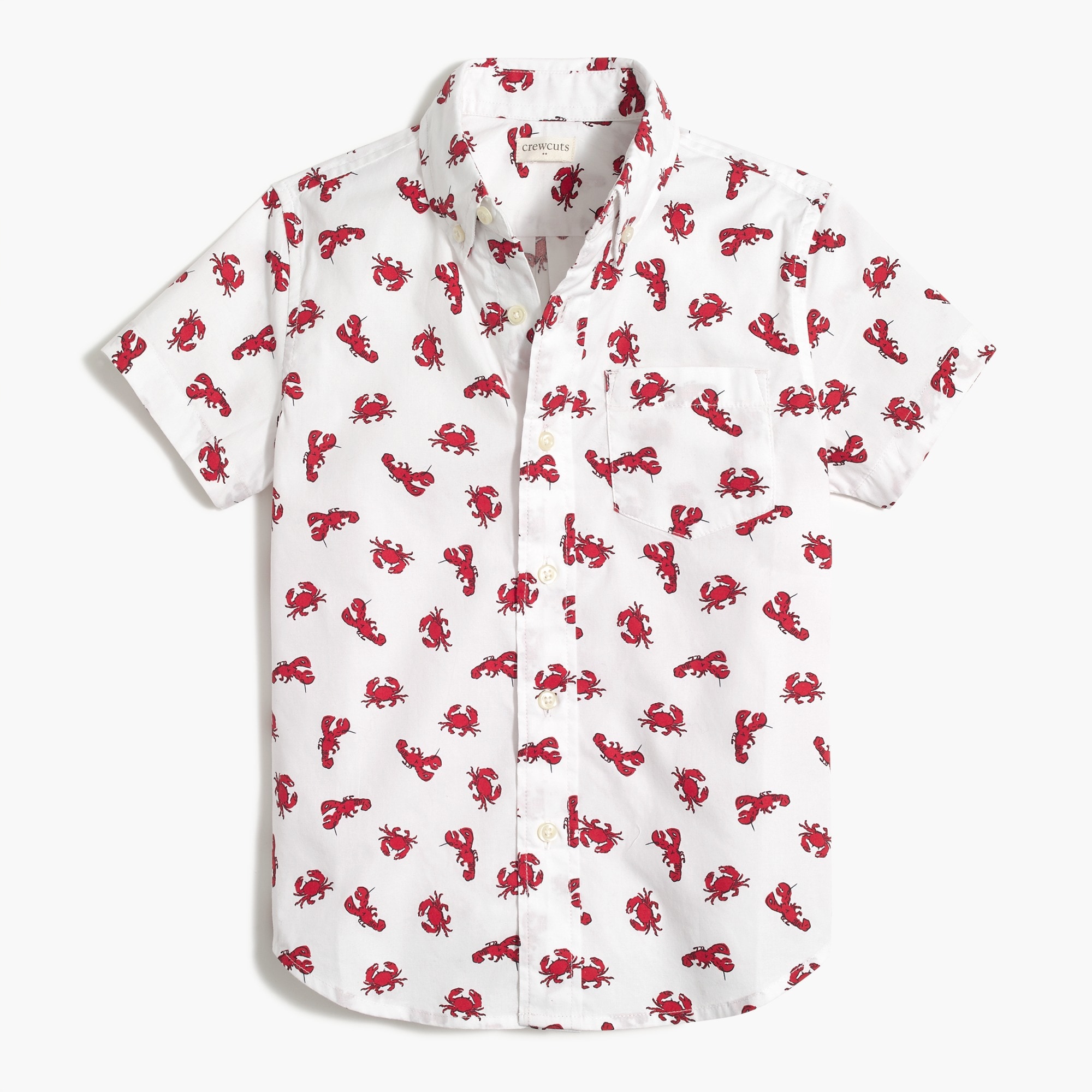 Boys' lobster and crab short-sleeve button-down shirt