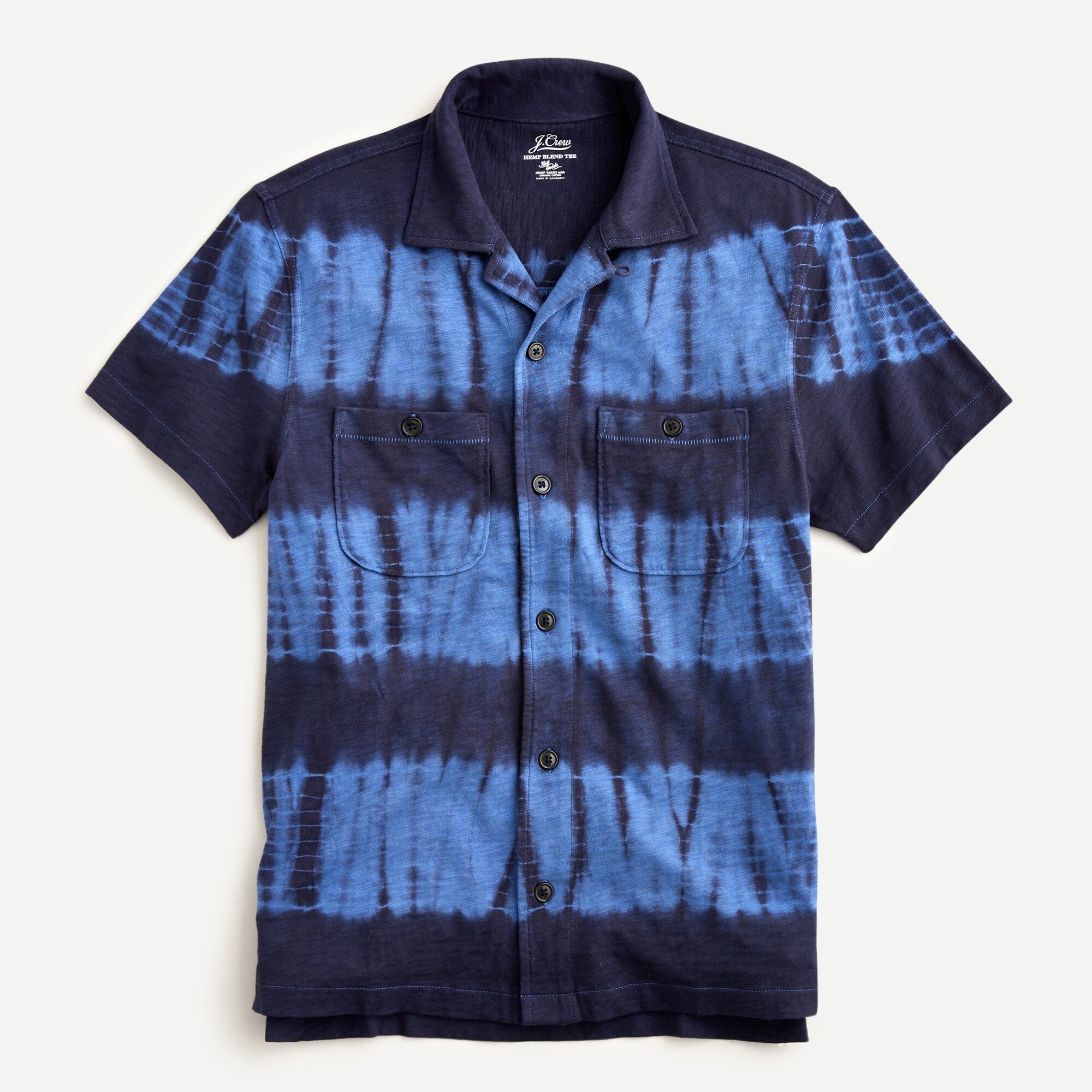 Short-sleeve camp-collar Harbor shirt in tie-dye