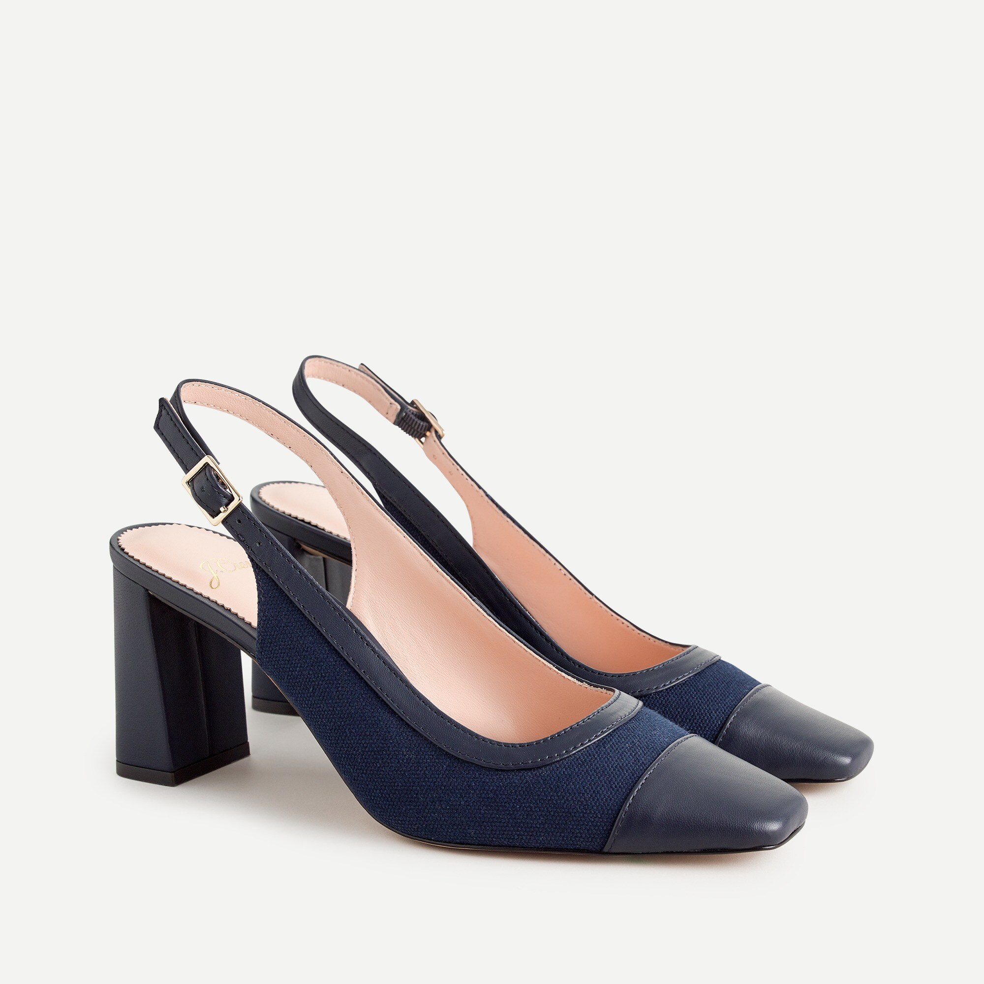 Canvas cap-toe slingback pumps