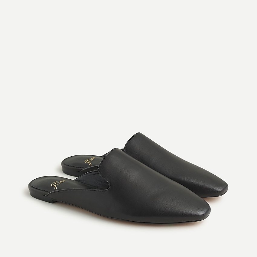 j.crew: bennet unstructured leather mules for women, right side, view zoomed