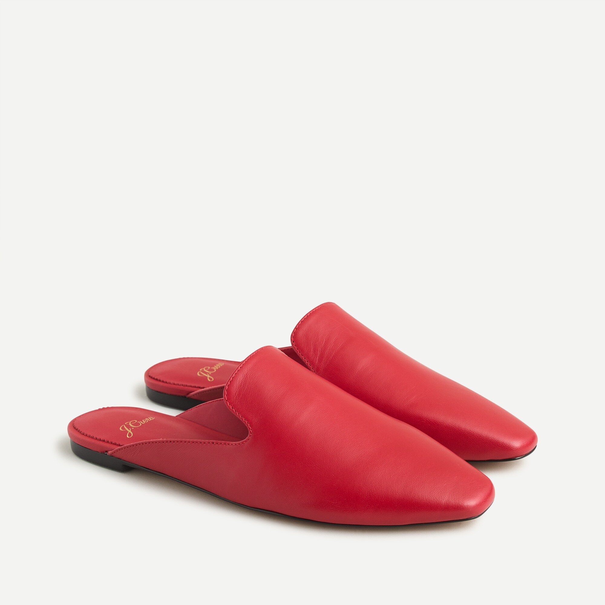 red leather mules