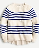 Ribbed cashmere crewneck sweater in stripe