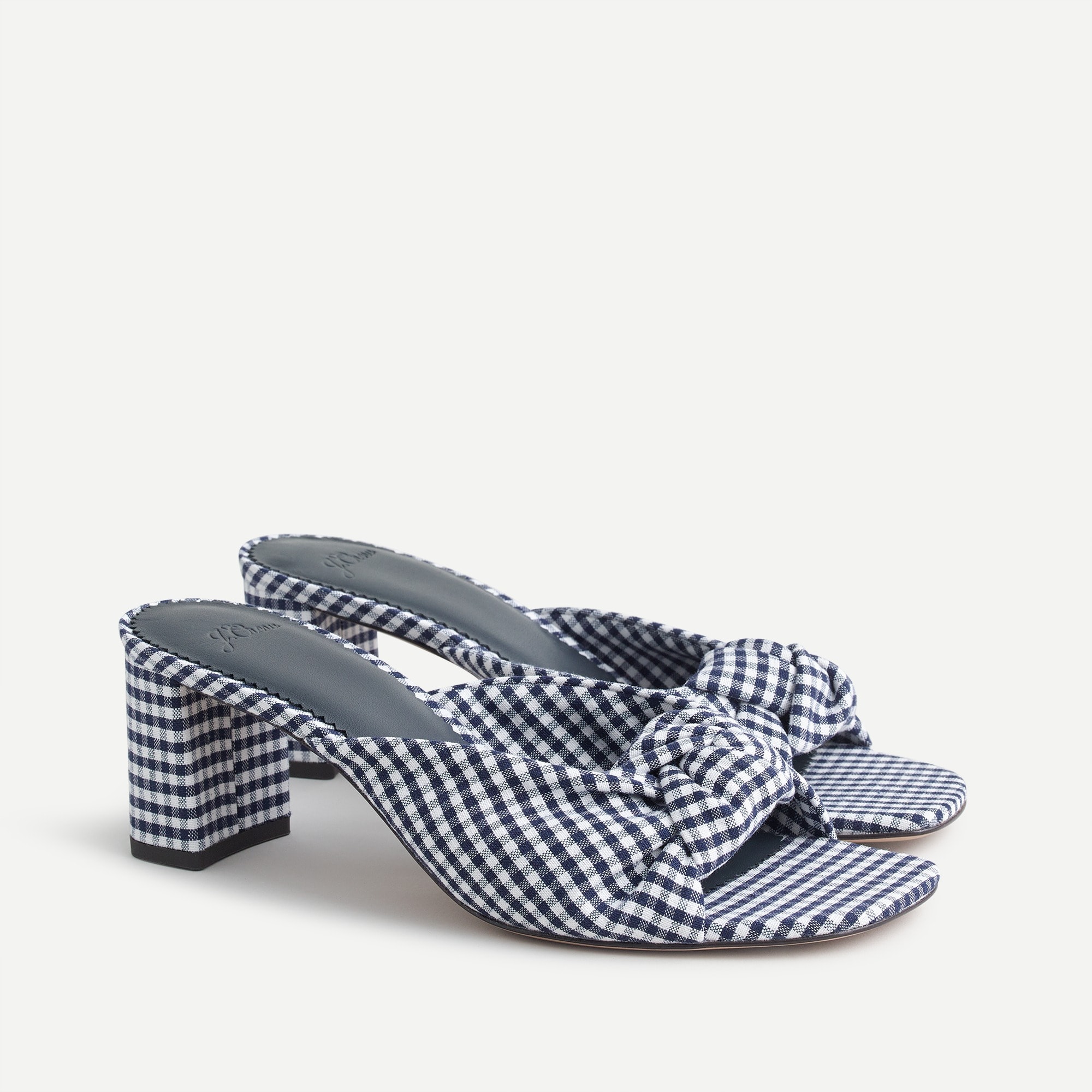 Knotted block-heel sandals in gingham