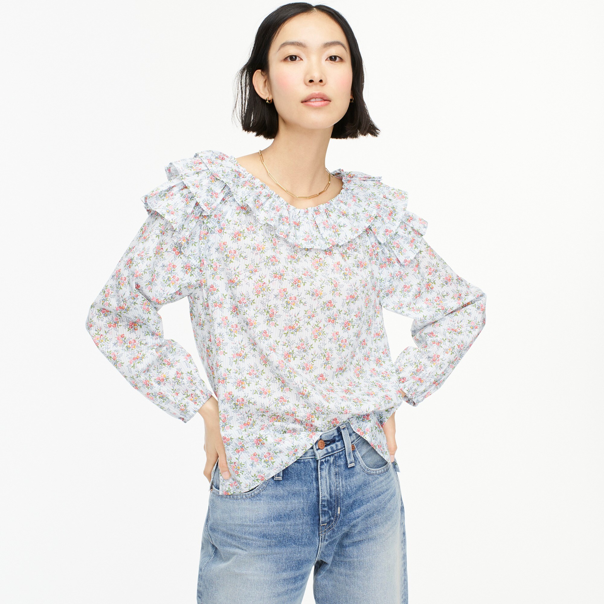 ruffle shoulder blouse