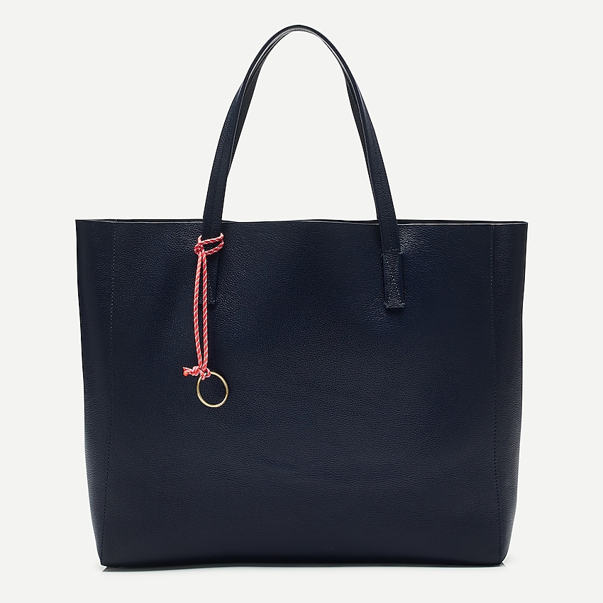 j.crew: wide carryall tote in pebbled leather for women, right side, view zoomed