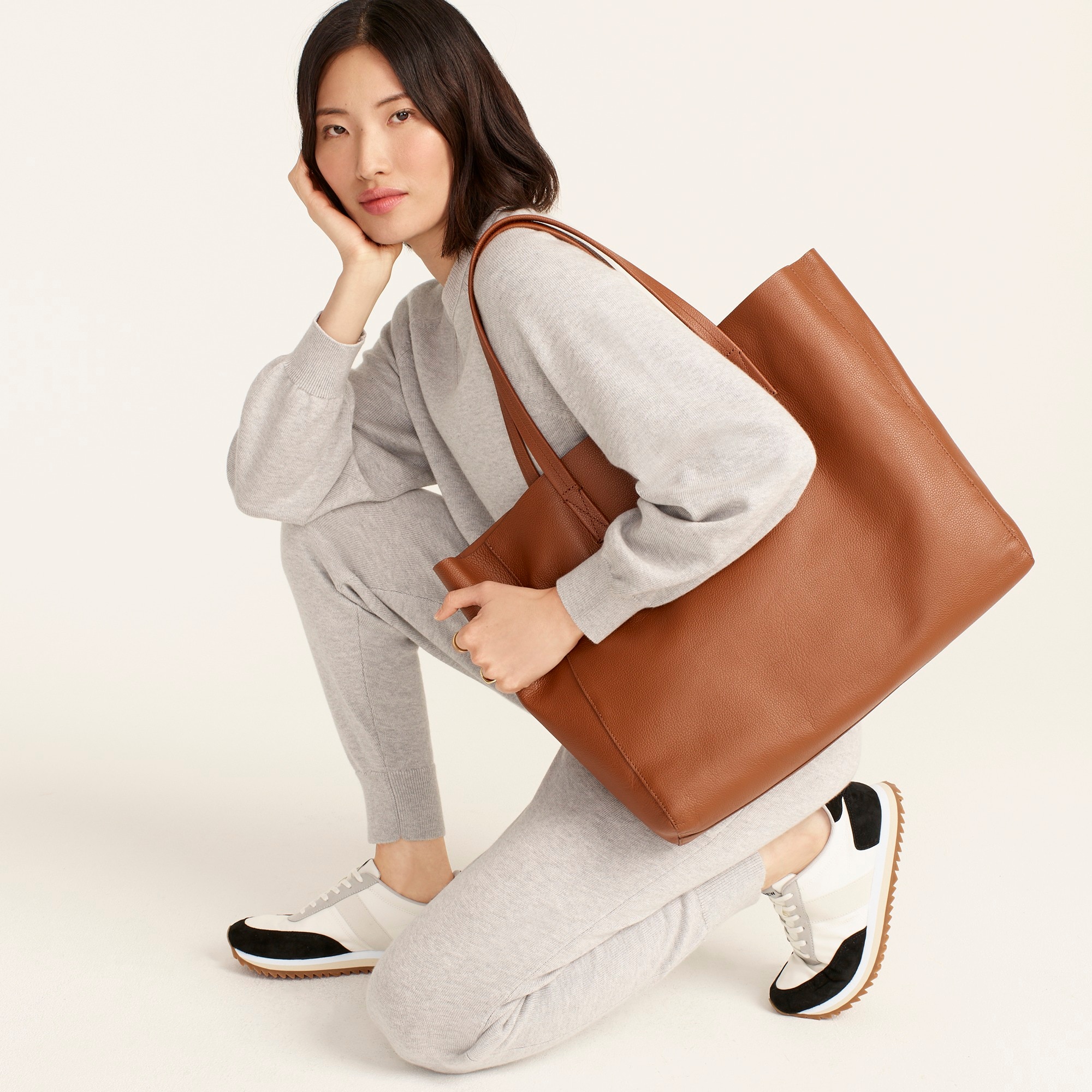 J.Crew Large Carryall Tote In Pebbled Leather For Women