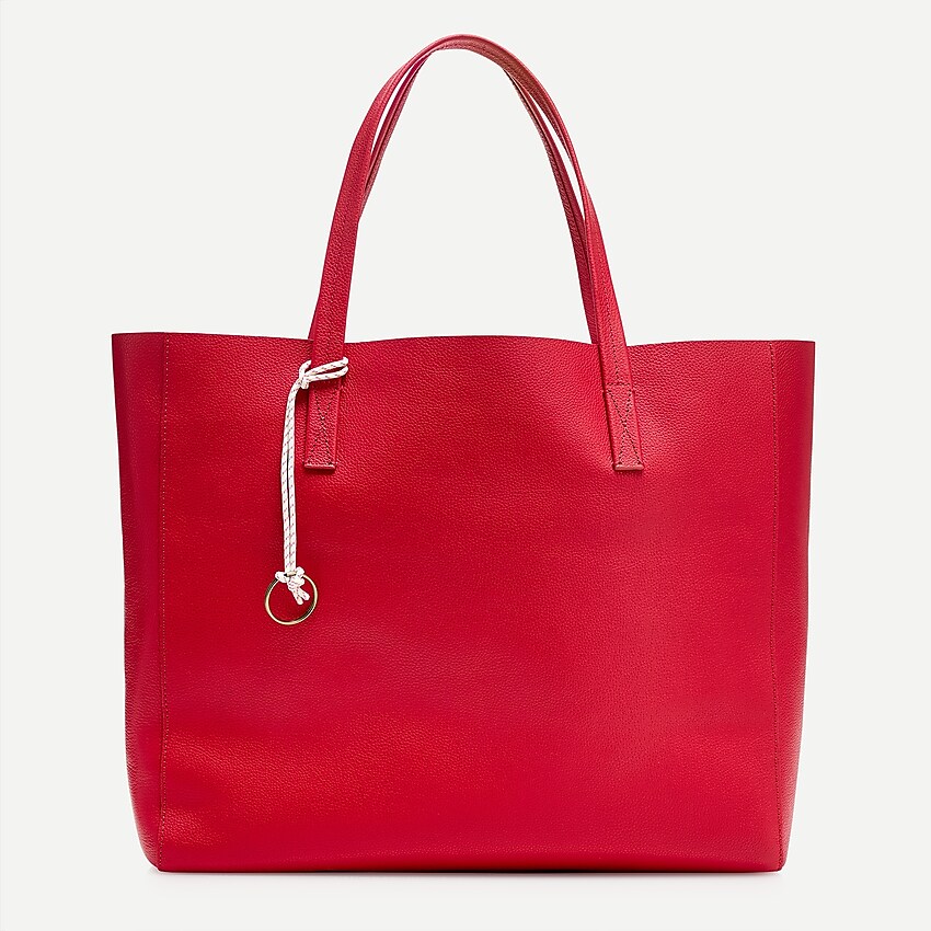 j.crew: large carryall tote in pebbled leather for women, right side, view zoomed