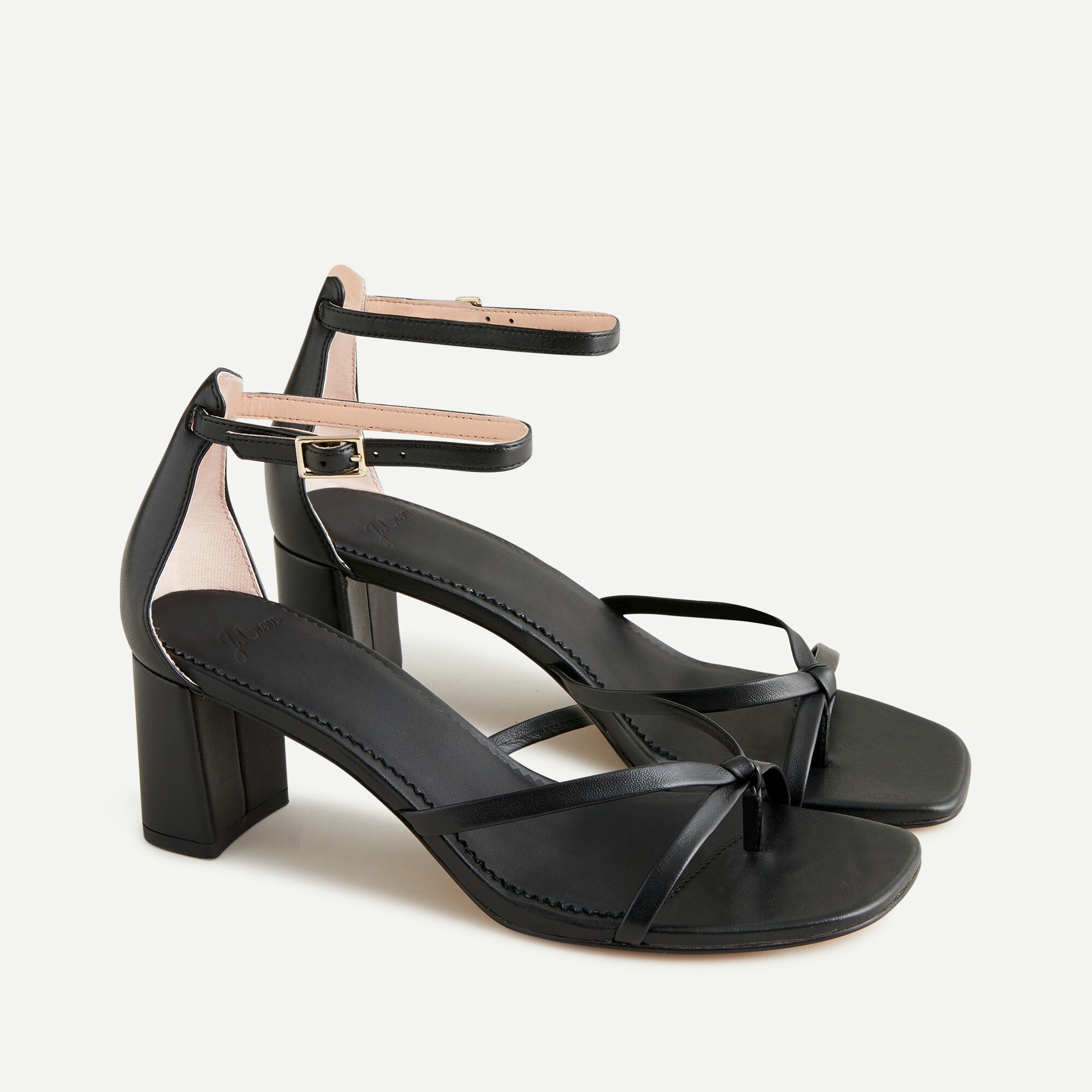 Skinny cross-strap sandals in leather