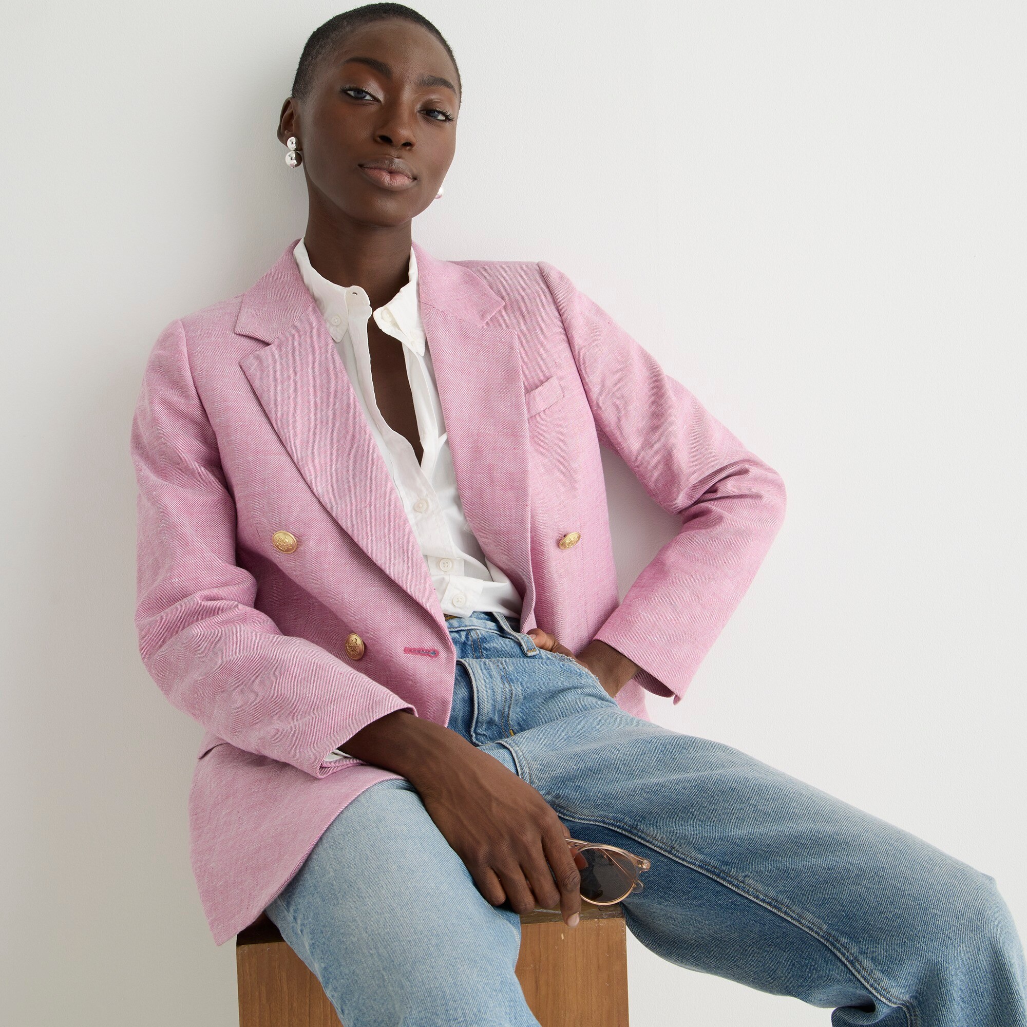 womens Bristol blazer in stretch linen