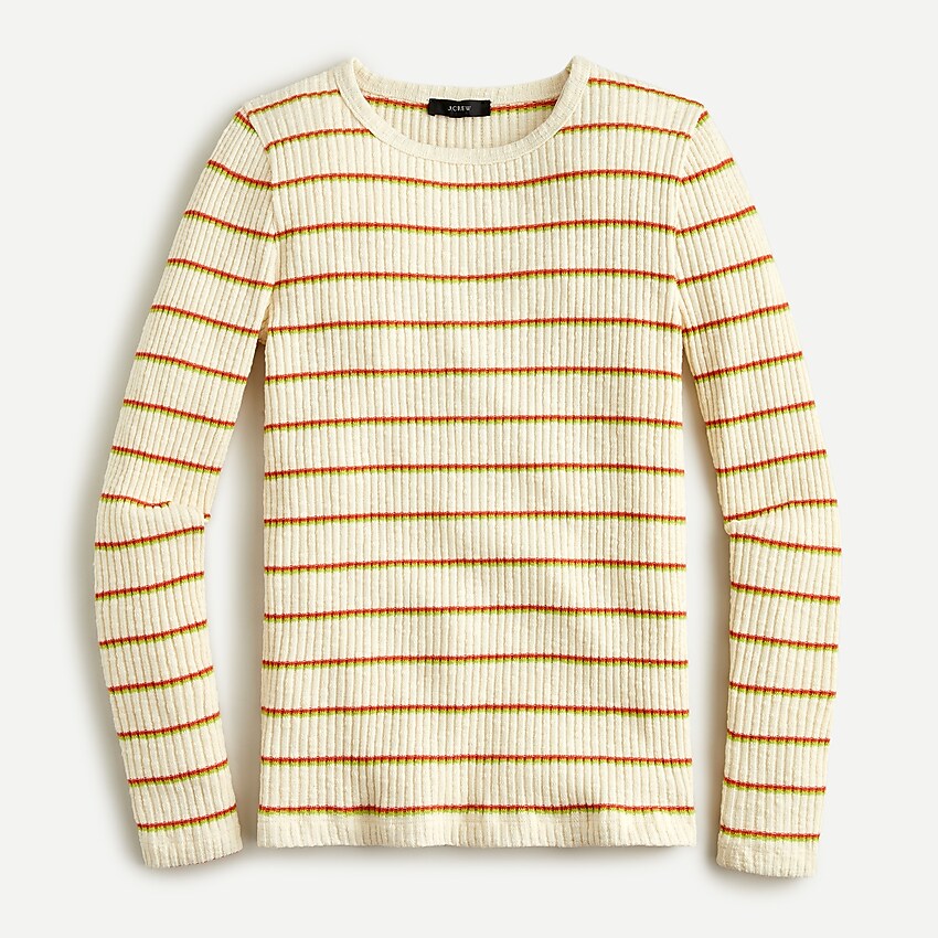 j.crew: slim perfect ribbed long-sleeve t-shirt in stripe for women, right side, view zoomed