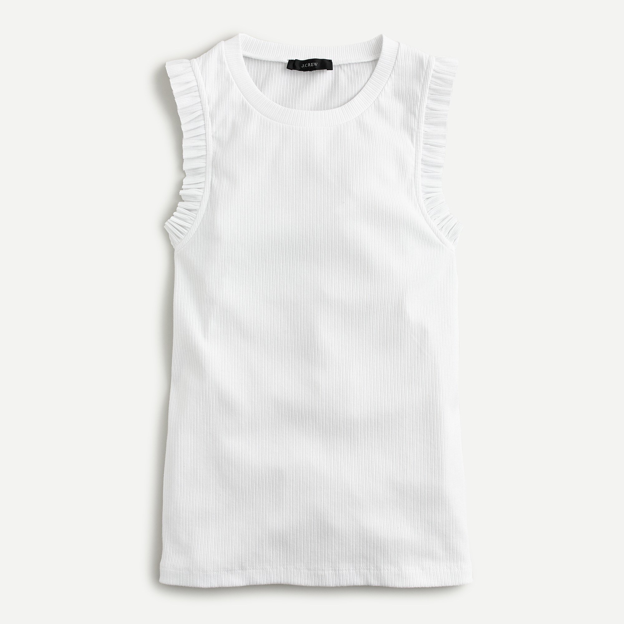 j.crew: ribbed ruffle tank for women, right side, view zoomed