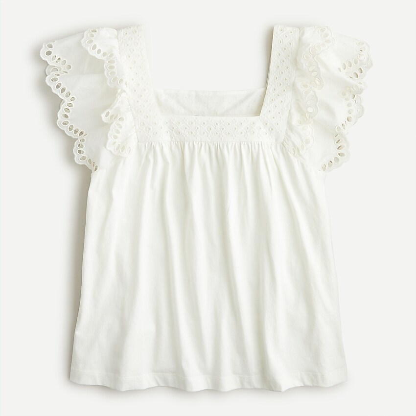 j.crew: squareneck eyelet tank for women, right side, view zoomed