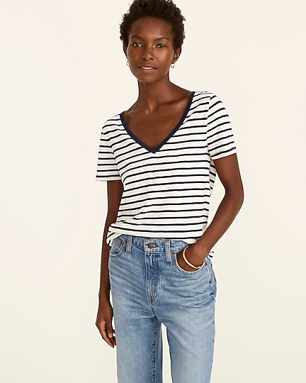 j.crew: vintage cotton v-neck t-shirt in stripe for women