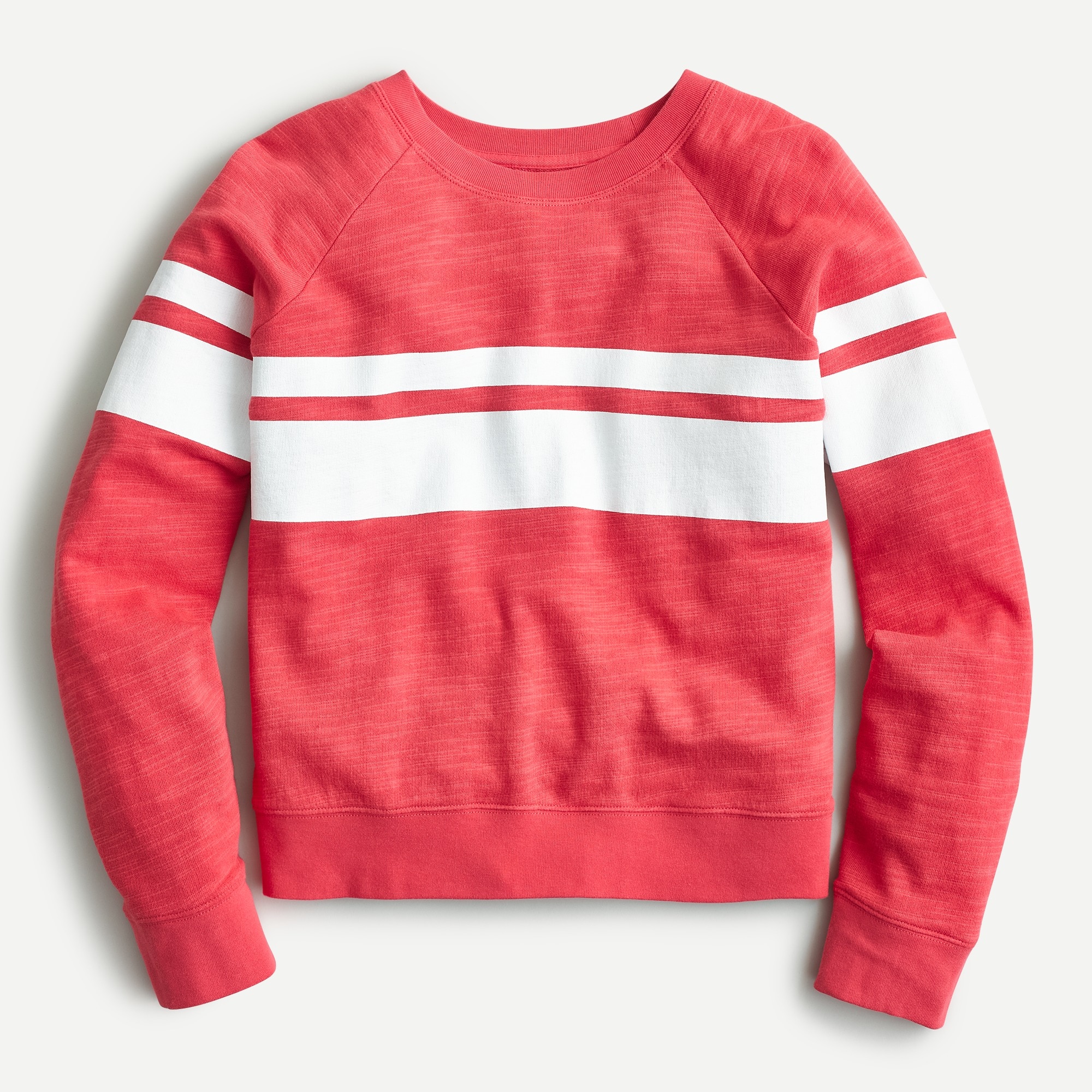 Vintage cotton terry crewneck pullover with varsity stripe