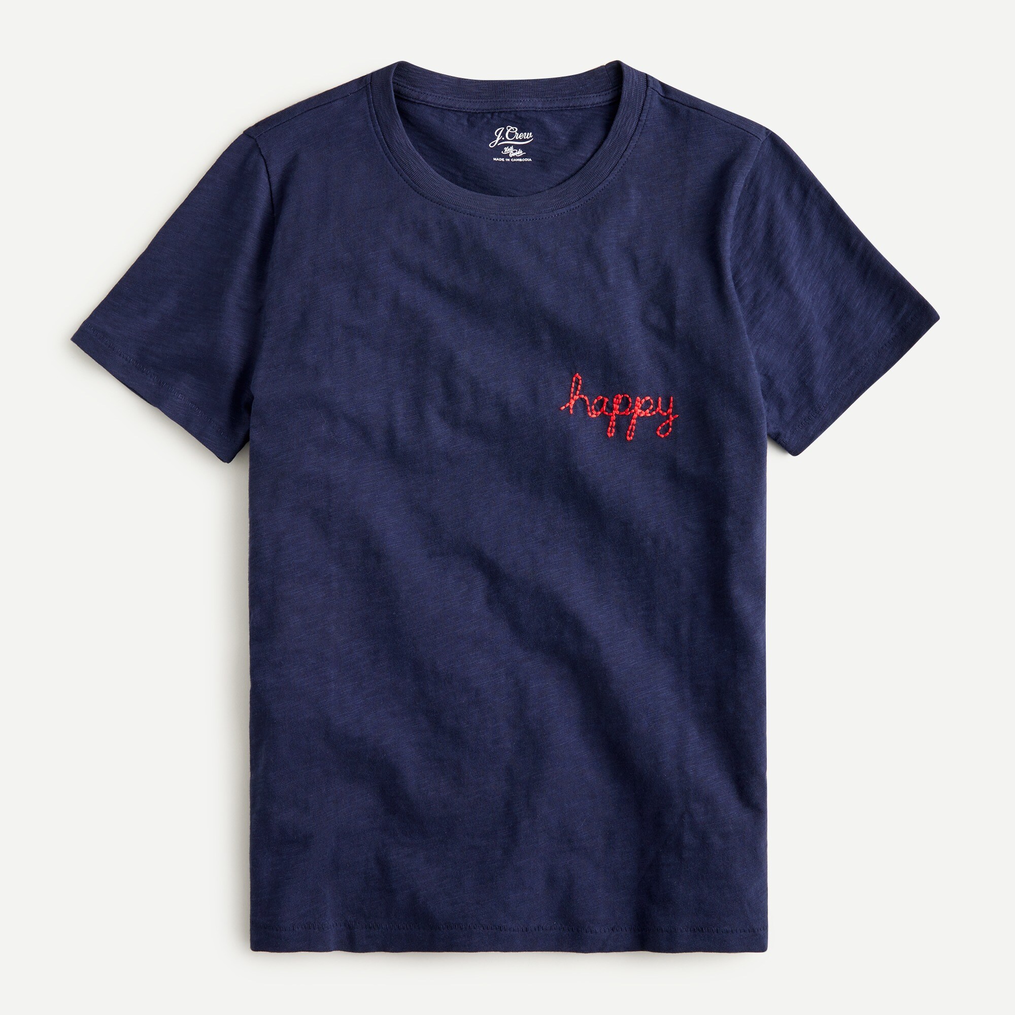 "Happy" embroidered crewneck T-shirt