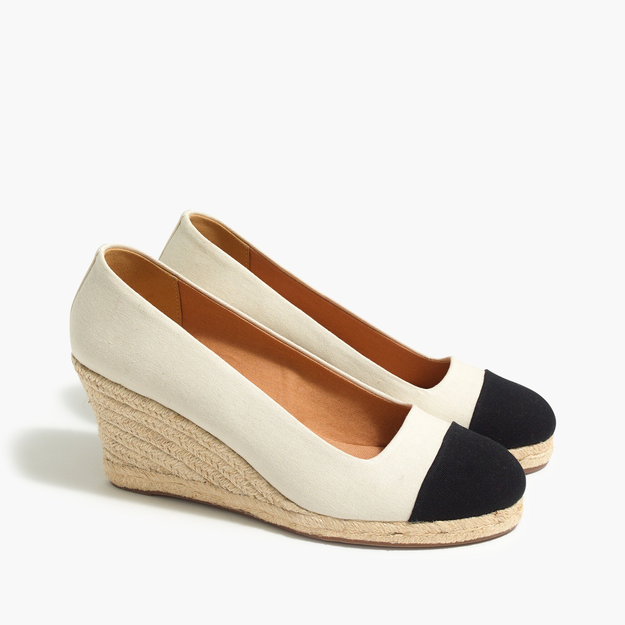 cap-toe canvas espadrille wedges for women