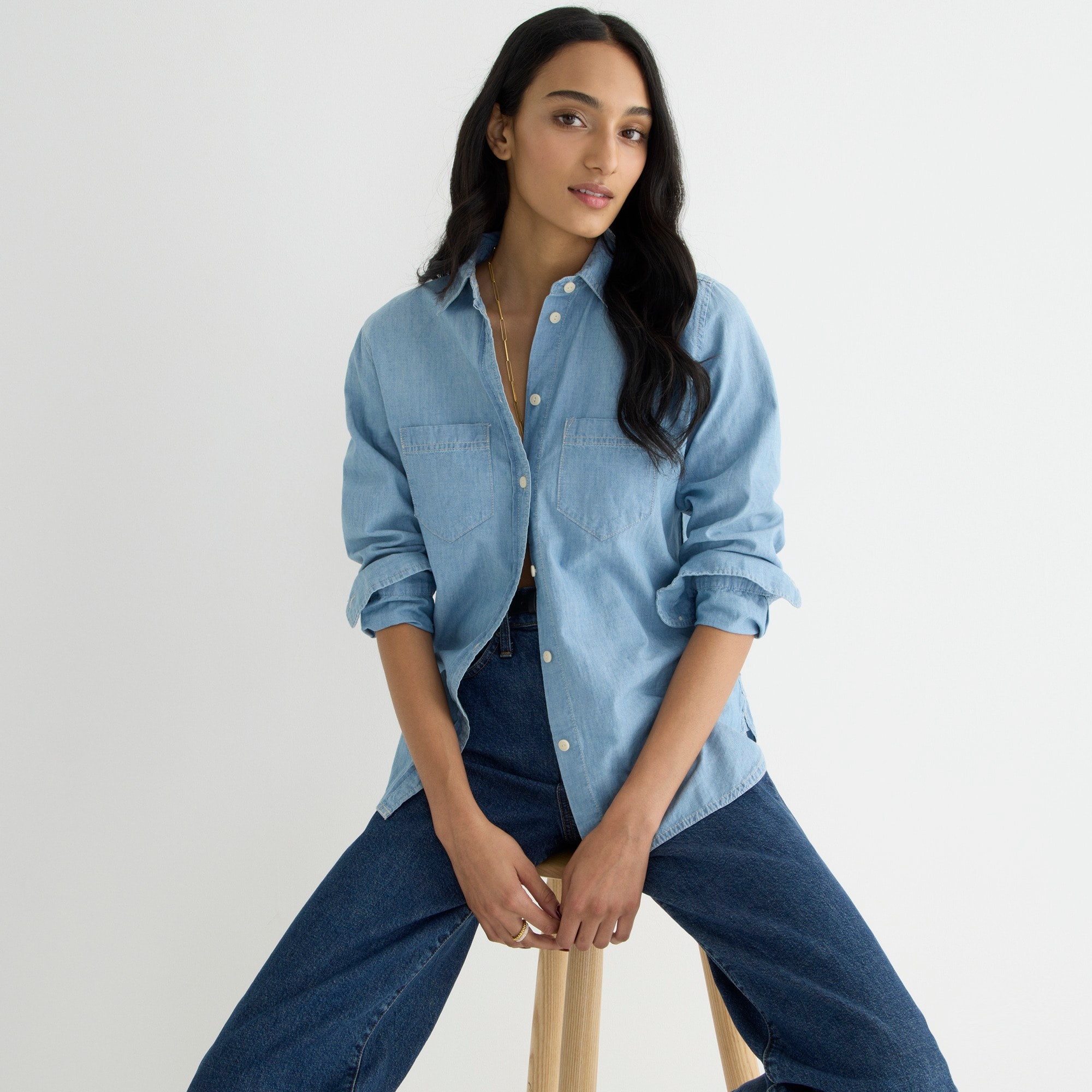 j.crew: classic-fit chambray shirt for women