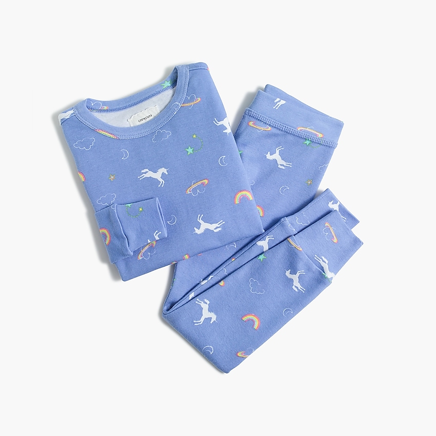 factory: girls' long-sleeve unicorn sleep set for girls, right side, view zoomed