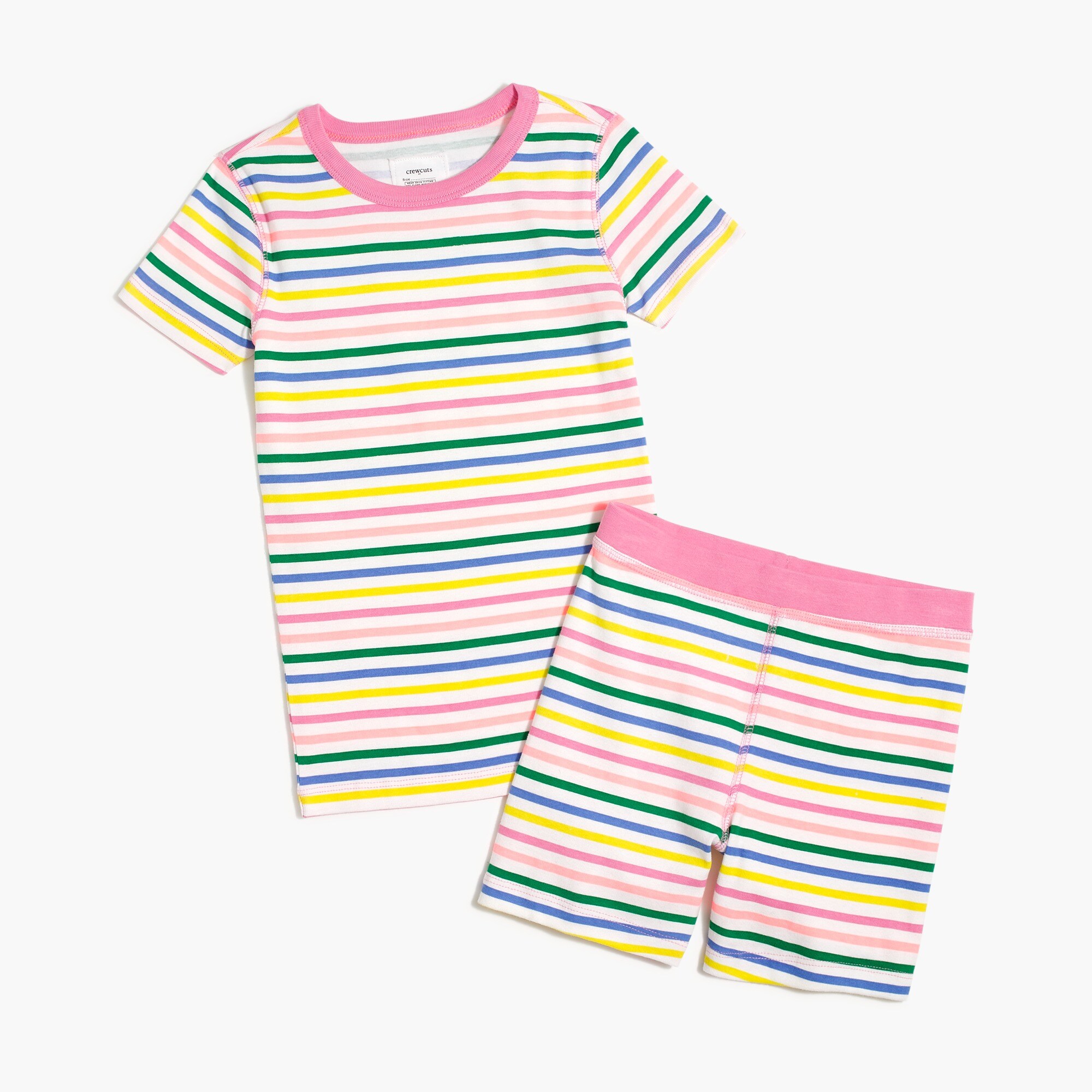 girls' short-sleeve rainbow-stripe sleep set for girls