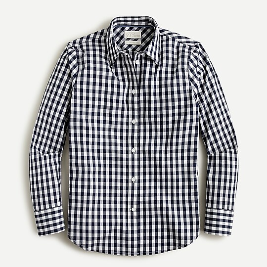 Slim-fit stretch cotton poplin shirt in gingham