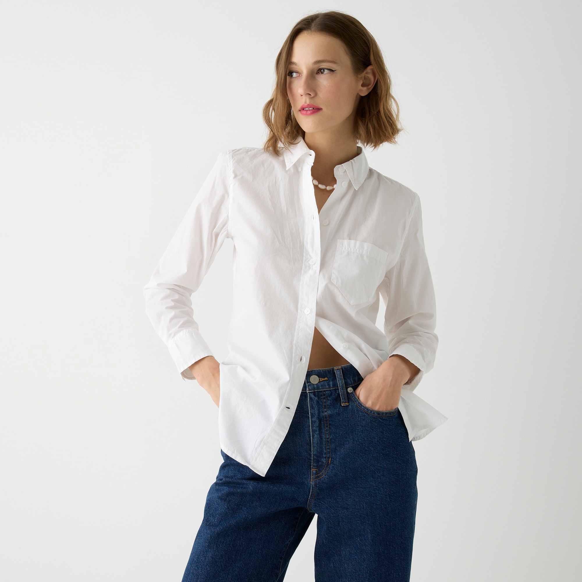 Classic-fit washed cotton poplin shirt