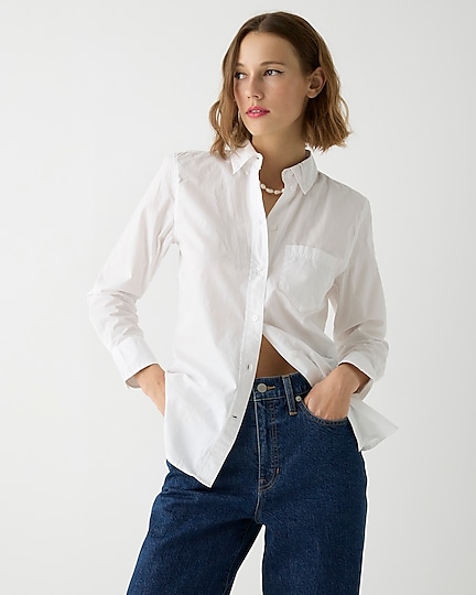 j.crew: classic-fit washed cotton poplin shirt for women