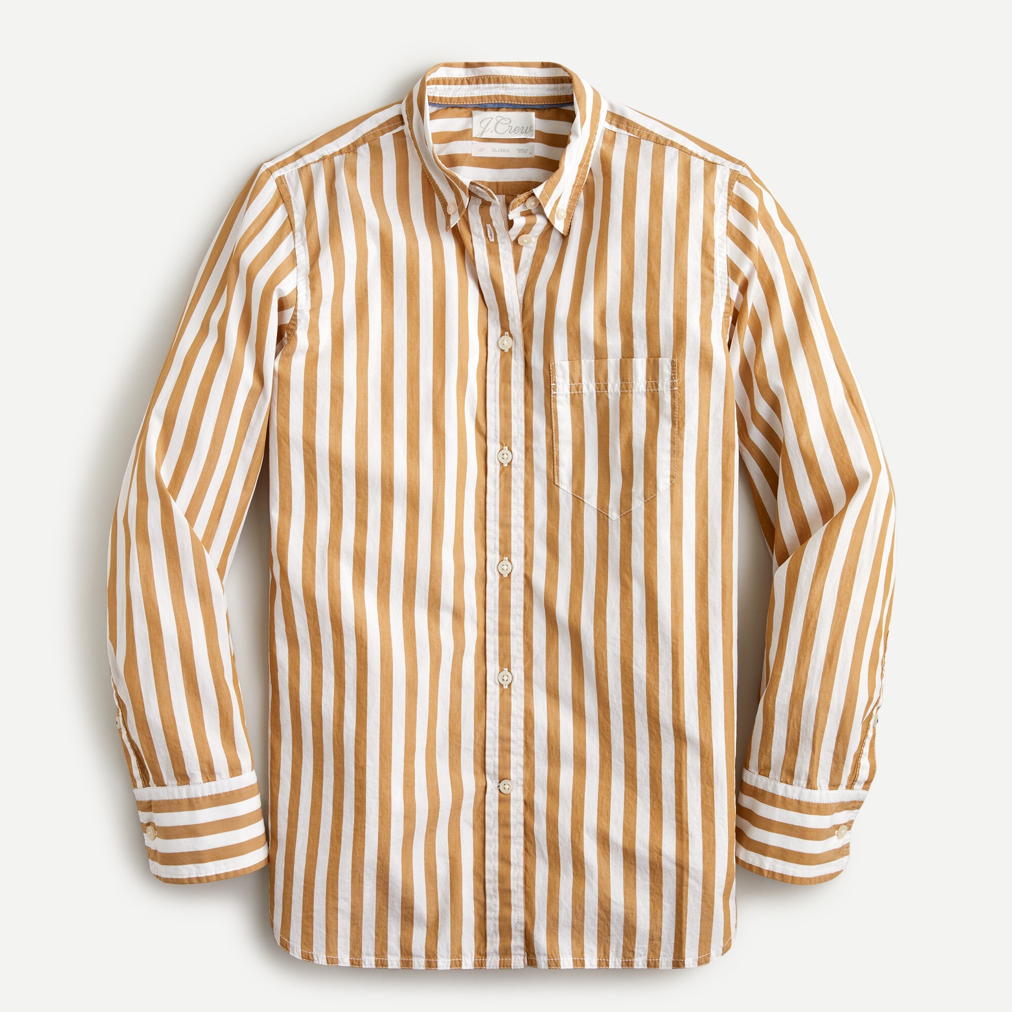 Classic-fit washed cotton poplin shirt in stripe