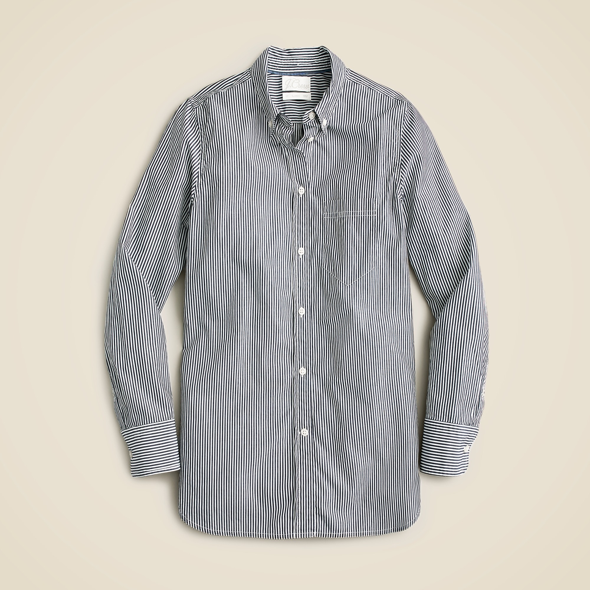 Classic-fit washed cotton poplin shirt in stripe