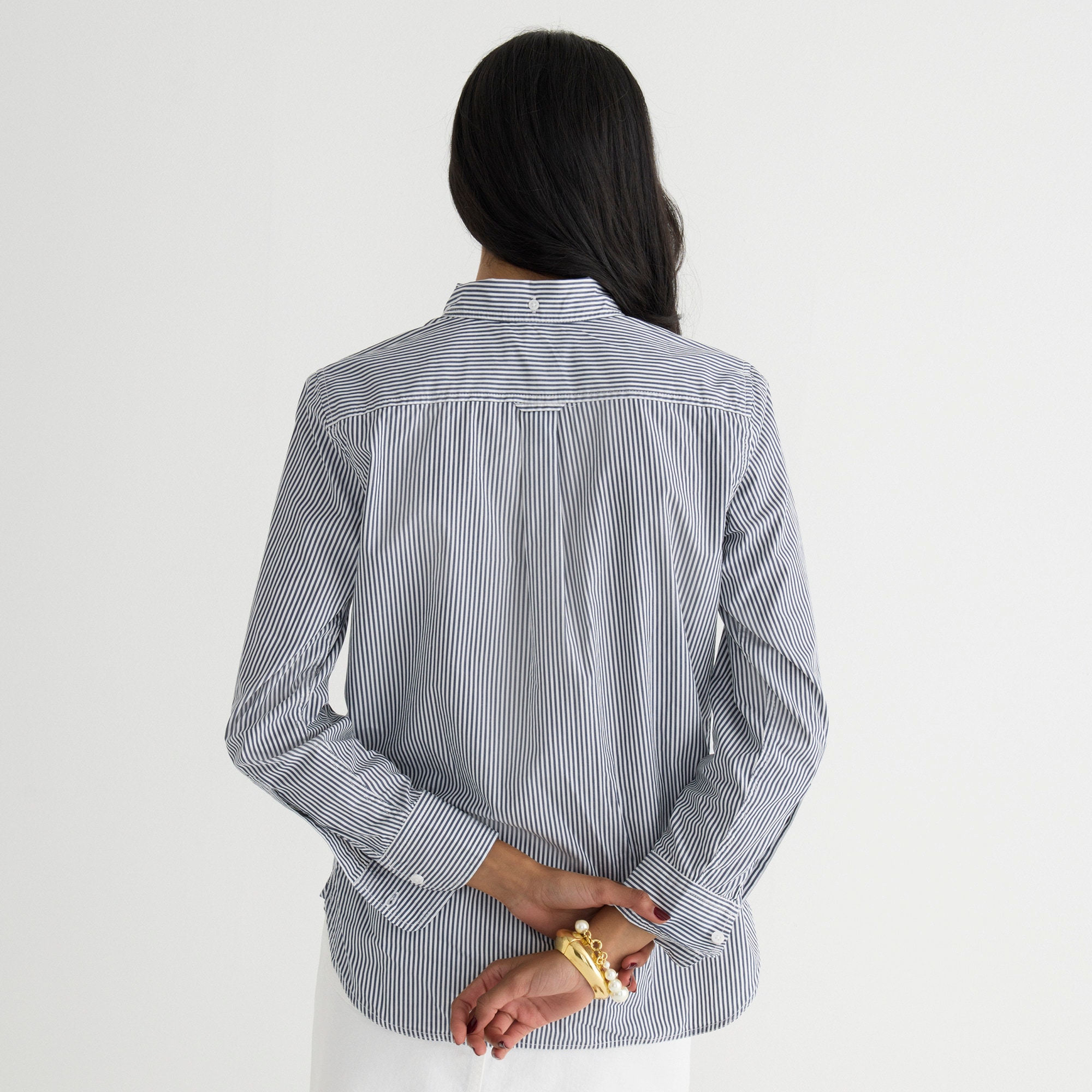 Classic-fit washed cotton poplin shirt in stripe