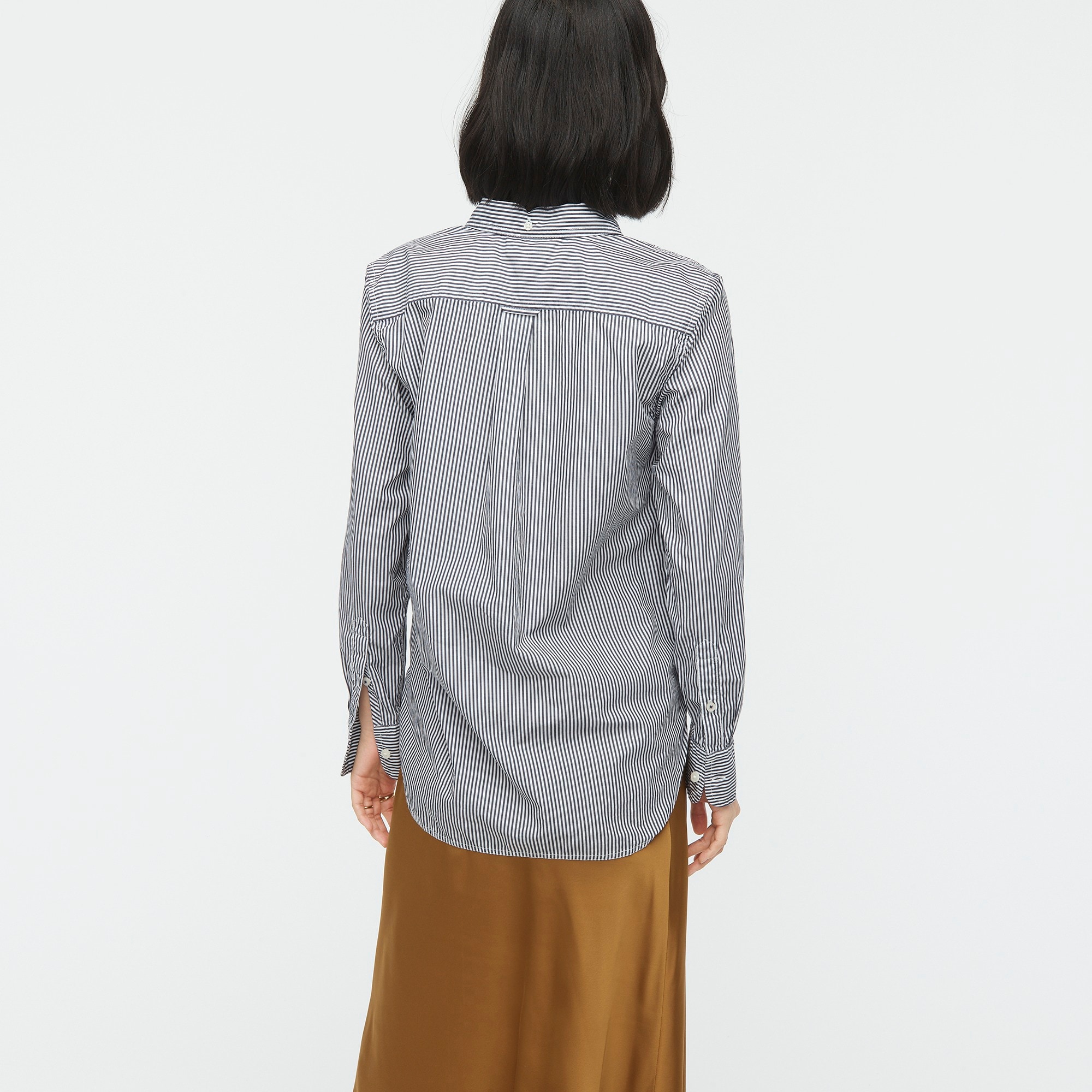 Classic-fit washed cotton poplin shirt in stripe