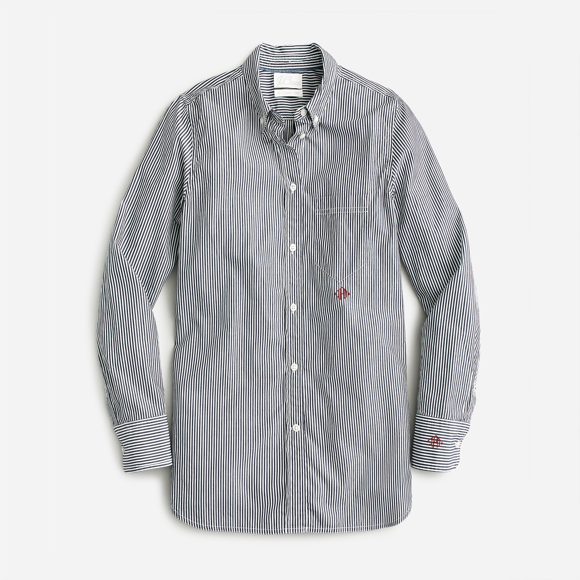 Classic-fit washed cotton poplin shirt in stripe